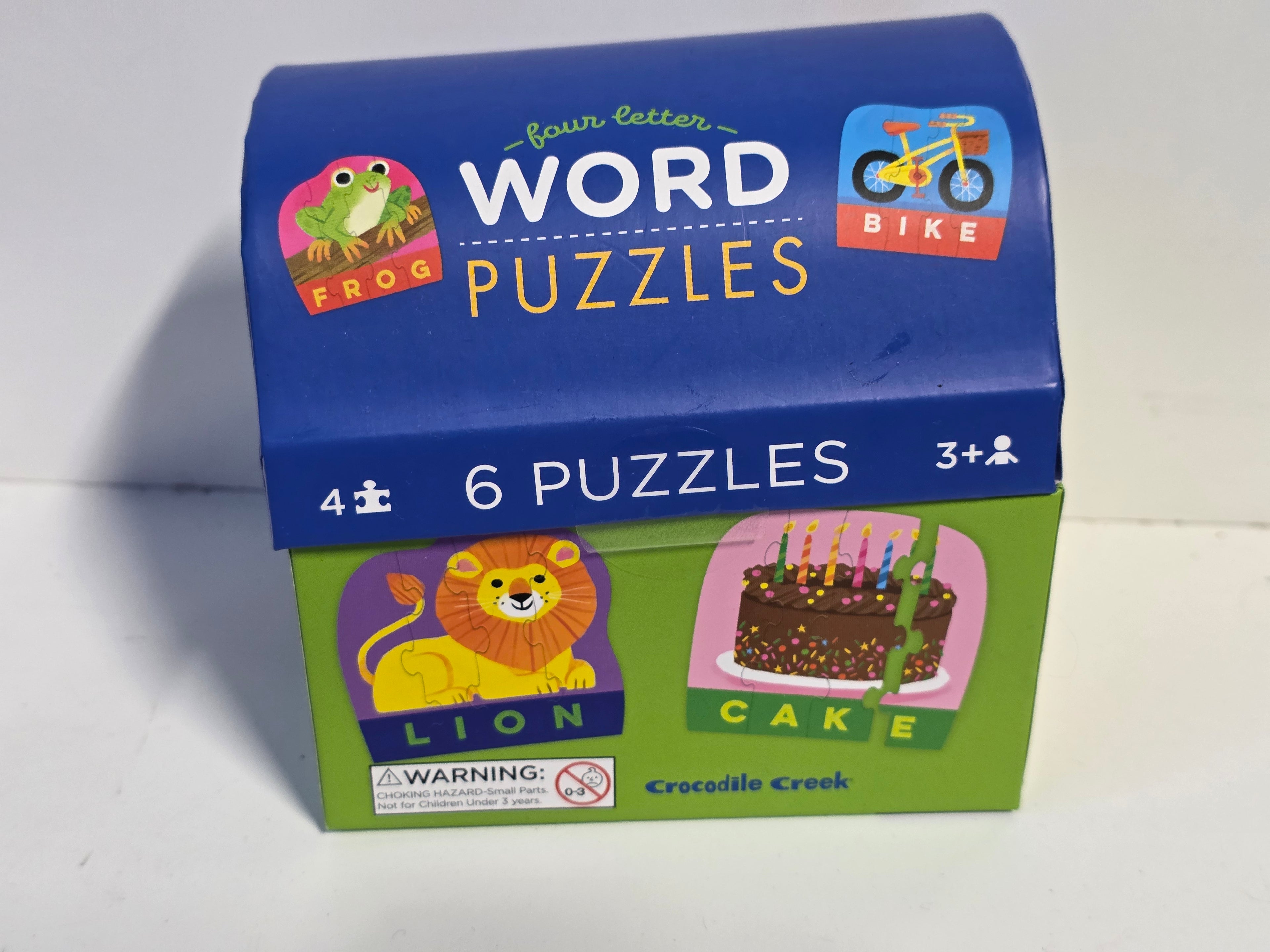 Four Letter Word Puzzles Educational Kids Learning Matching Set 6-Piece Box