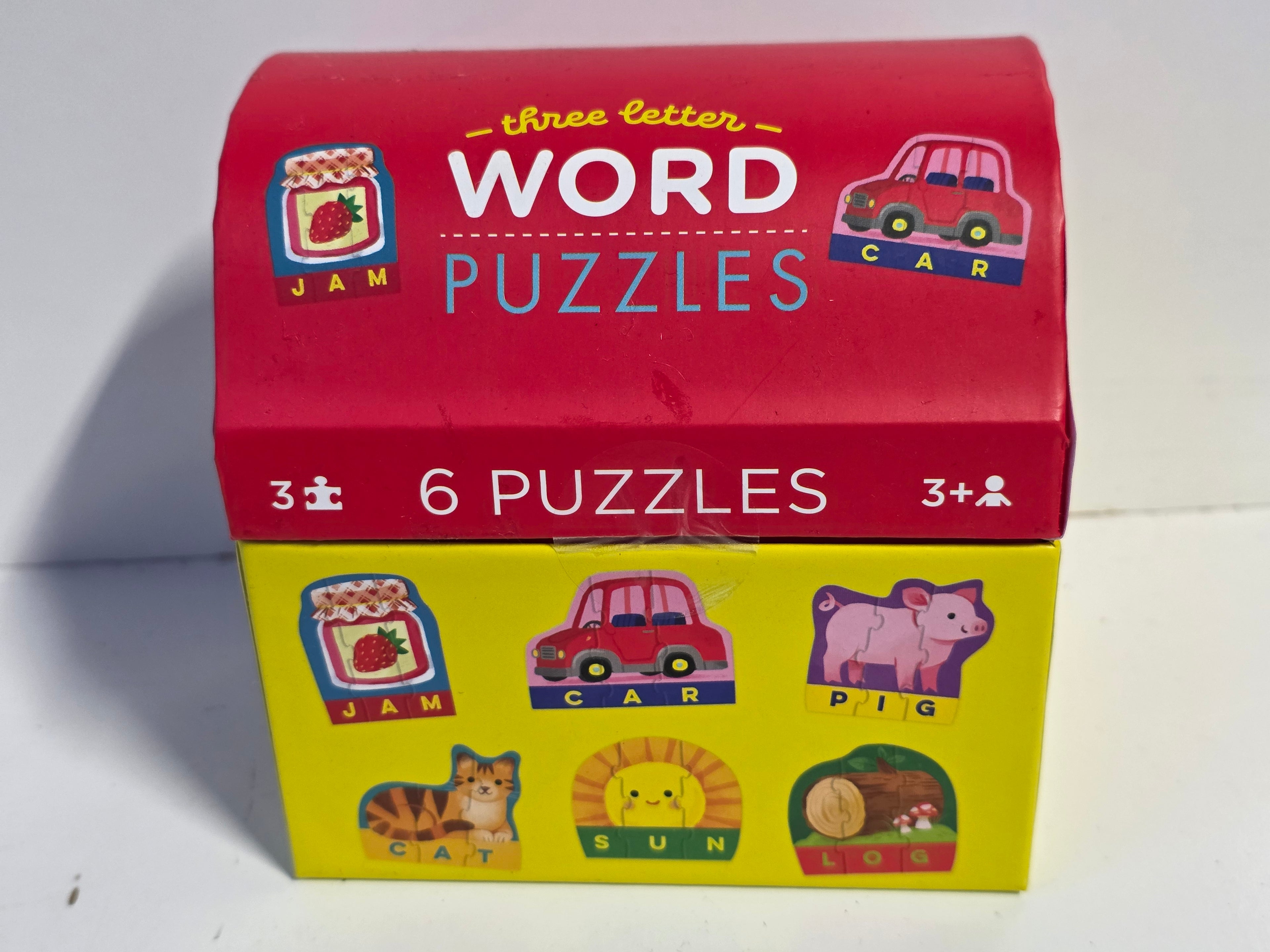 Three Letter Word Puzzles Educational Kids Learning Matching Set 6-Piece Box