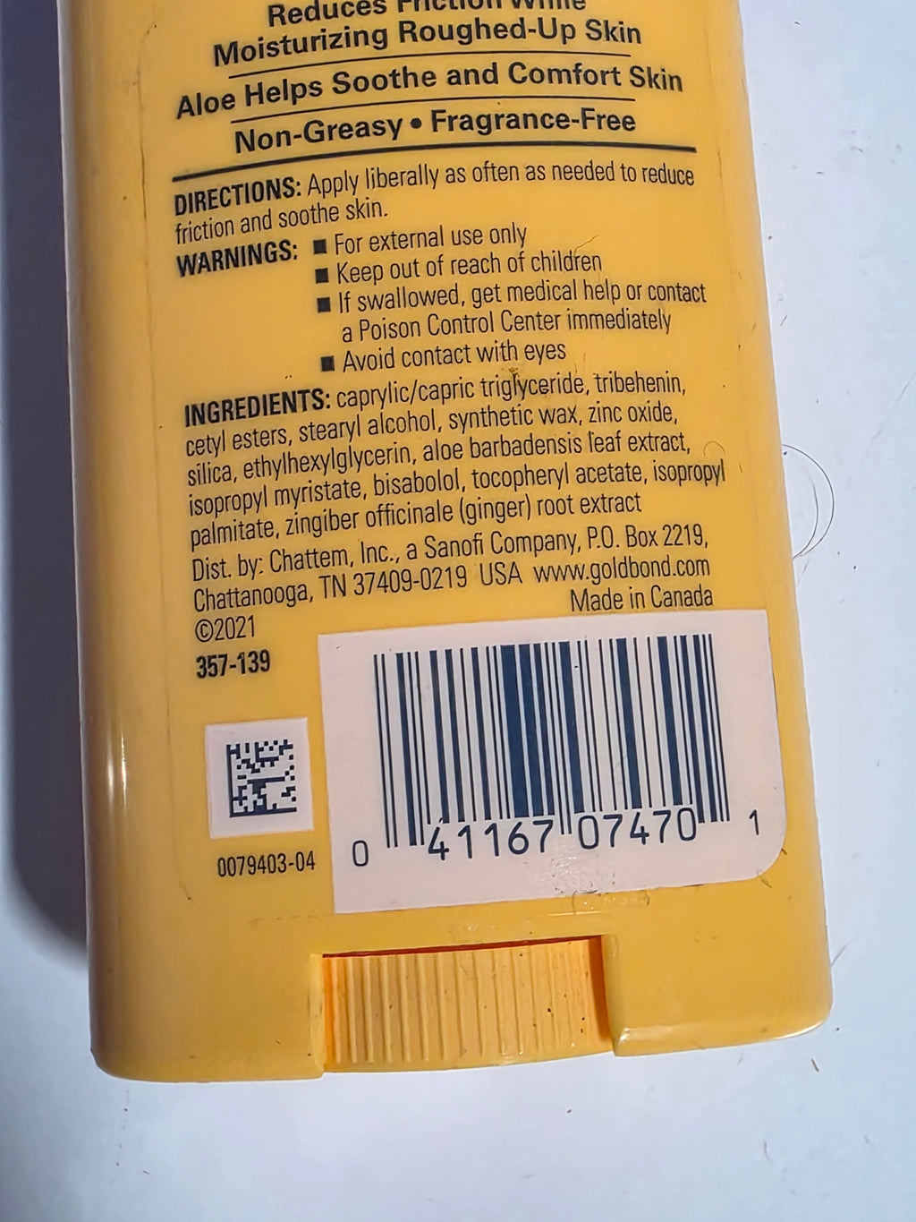 Gold Bond Aloe Friction Defense Daily Use Soothing Skin Relief Stick 1.75oz