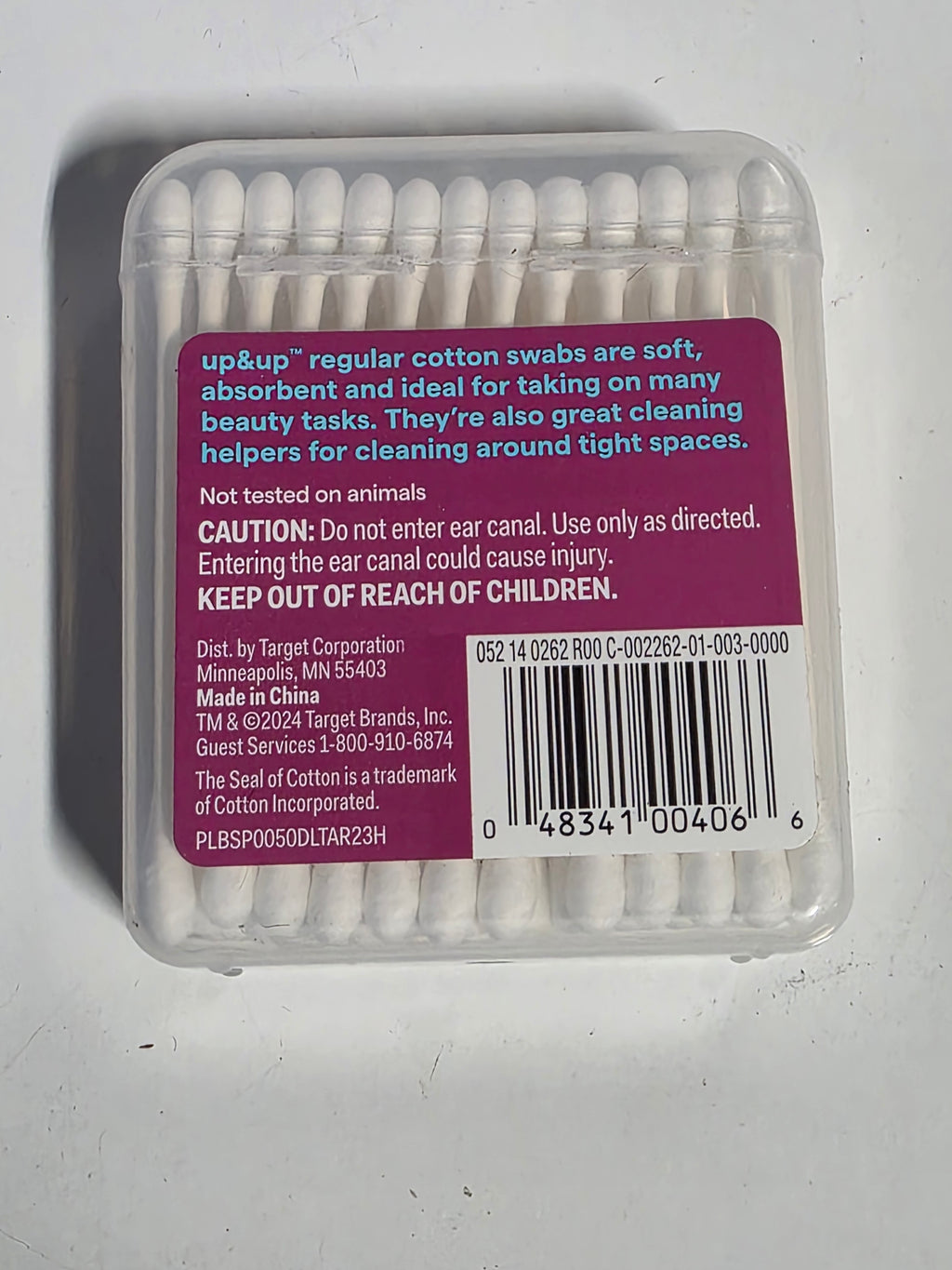 Up & Up Regular Cotton Swabs 50 Count Paper Sticks 100 Percent Cotton Tips Travel Pack