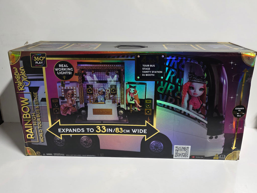 Rainbow High World Tour Bus and Stage Playset 4-in-1 Expandable Collectible Lights