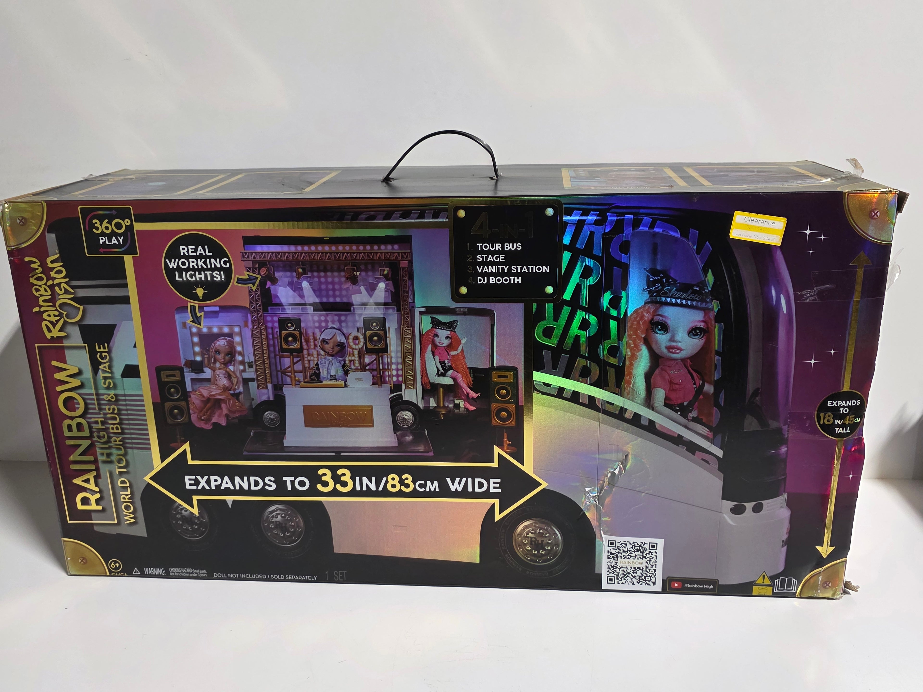 Rainbow High World Tour Bus and Stage Playset 4-in-1 Expandable Collectible Lights