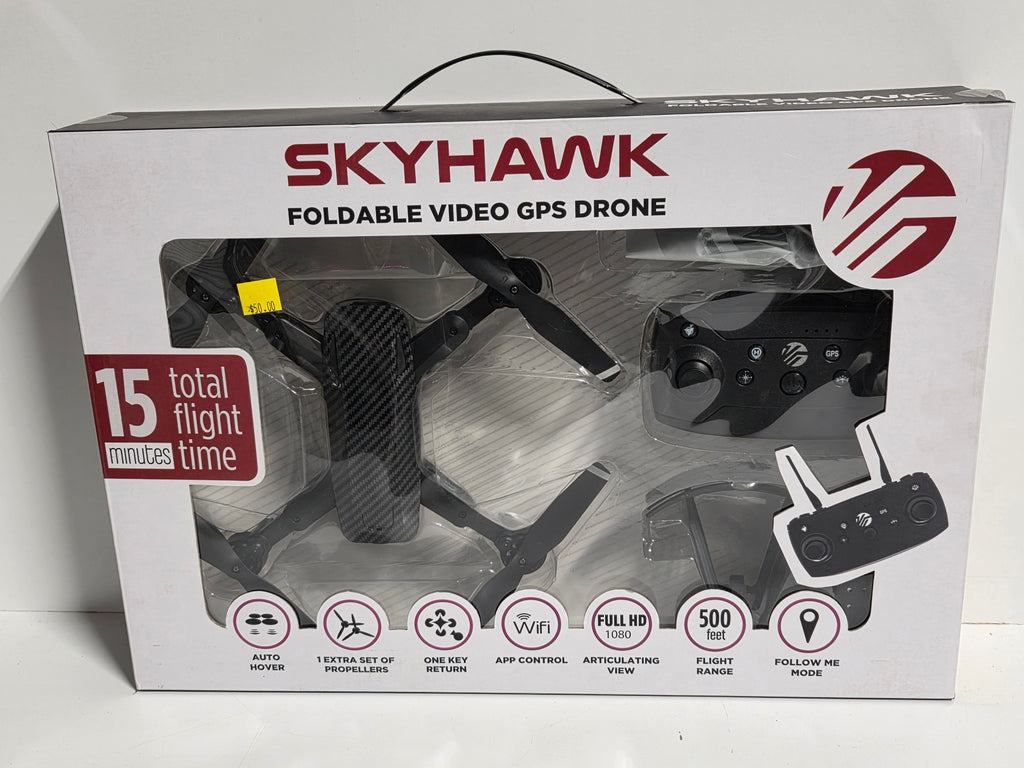 Vivitar - Sky Hawk Foldable Drone with Remote - Black