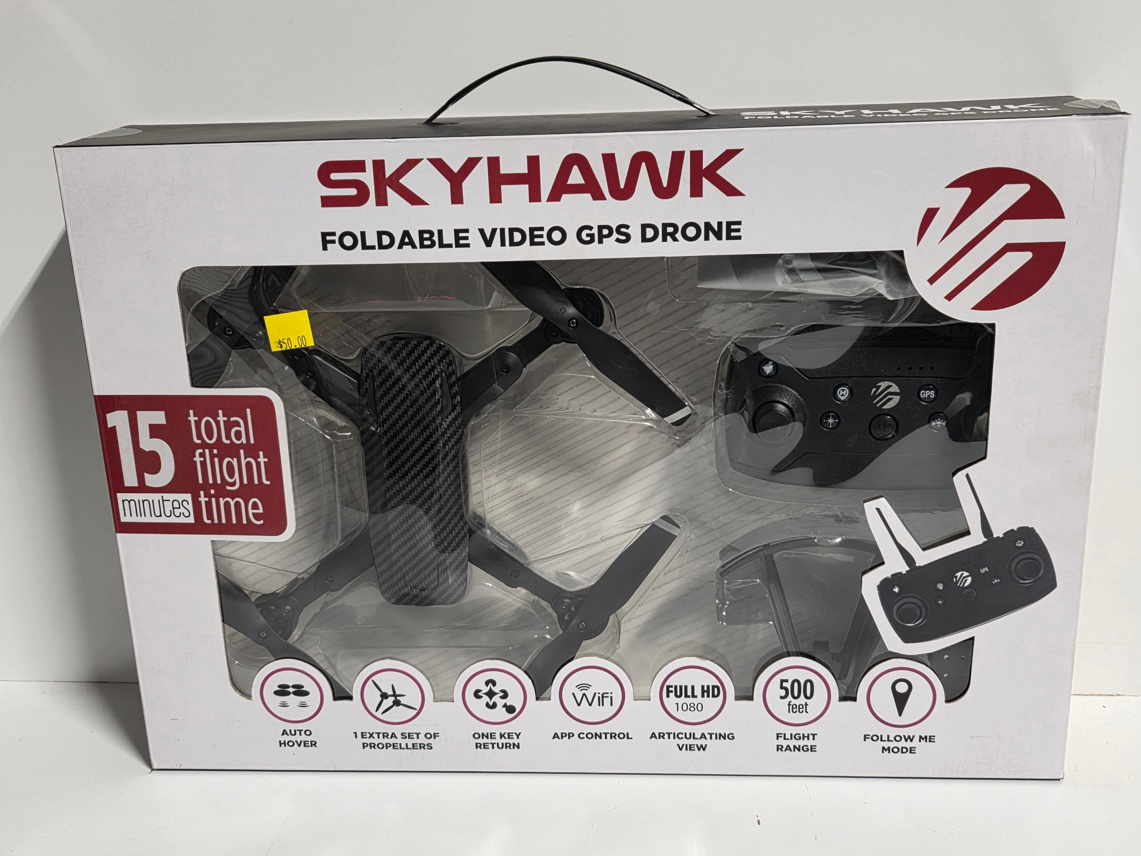Vivitar - Sky Hawk Foldable Drone with Remote - Black