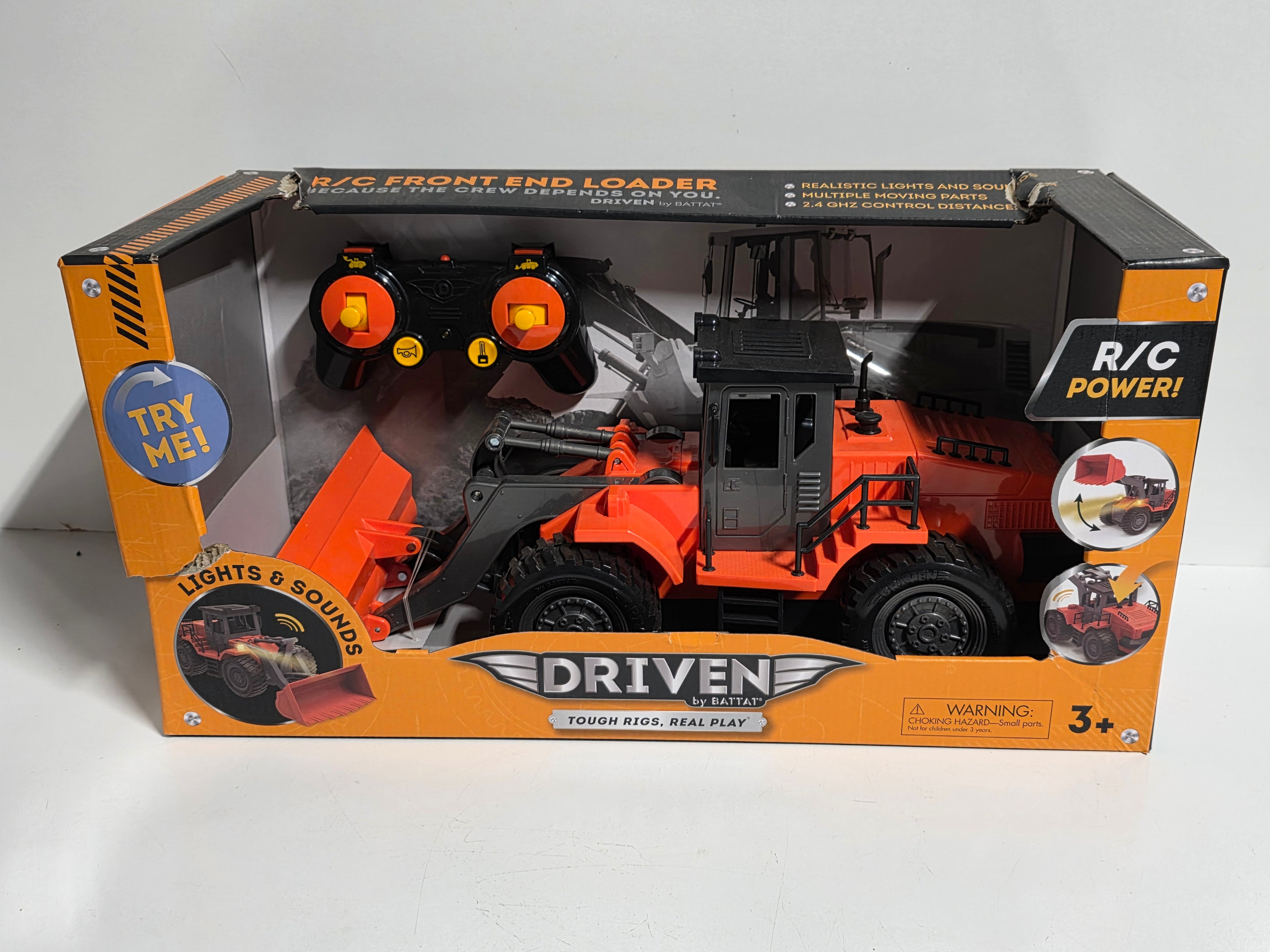 Driven by Battat RC Front End Loader Lights Sounds Construction Vehicle Toy