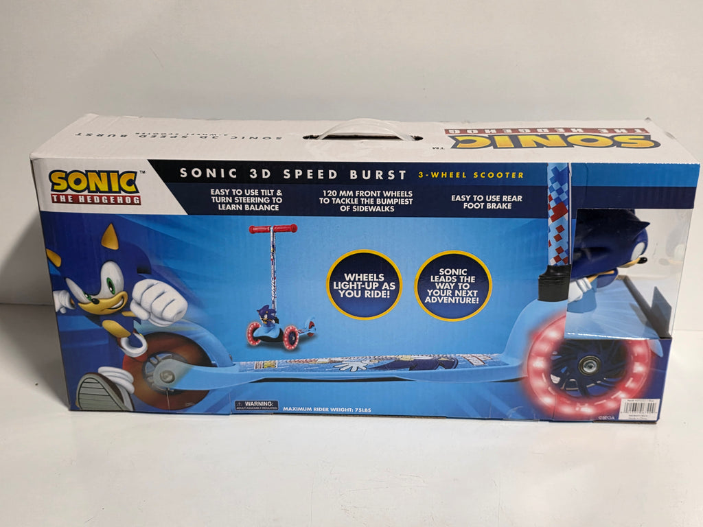 Sonic 3D Speed Burst Light-Up Wheels 3-Wheel Kids Scooter Balance Ride Toy