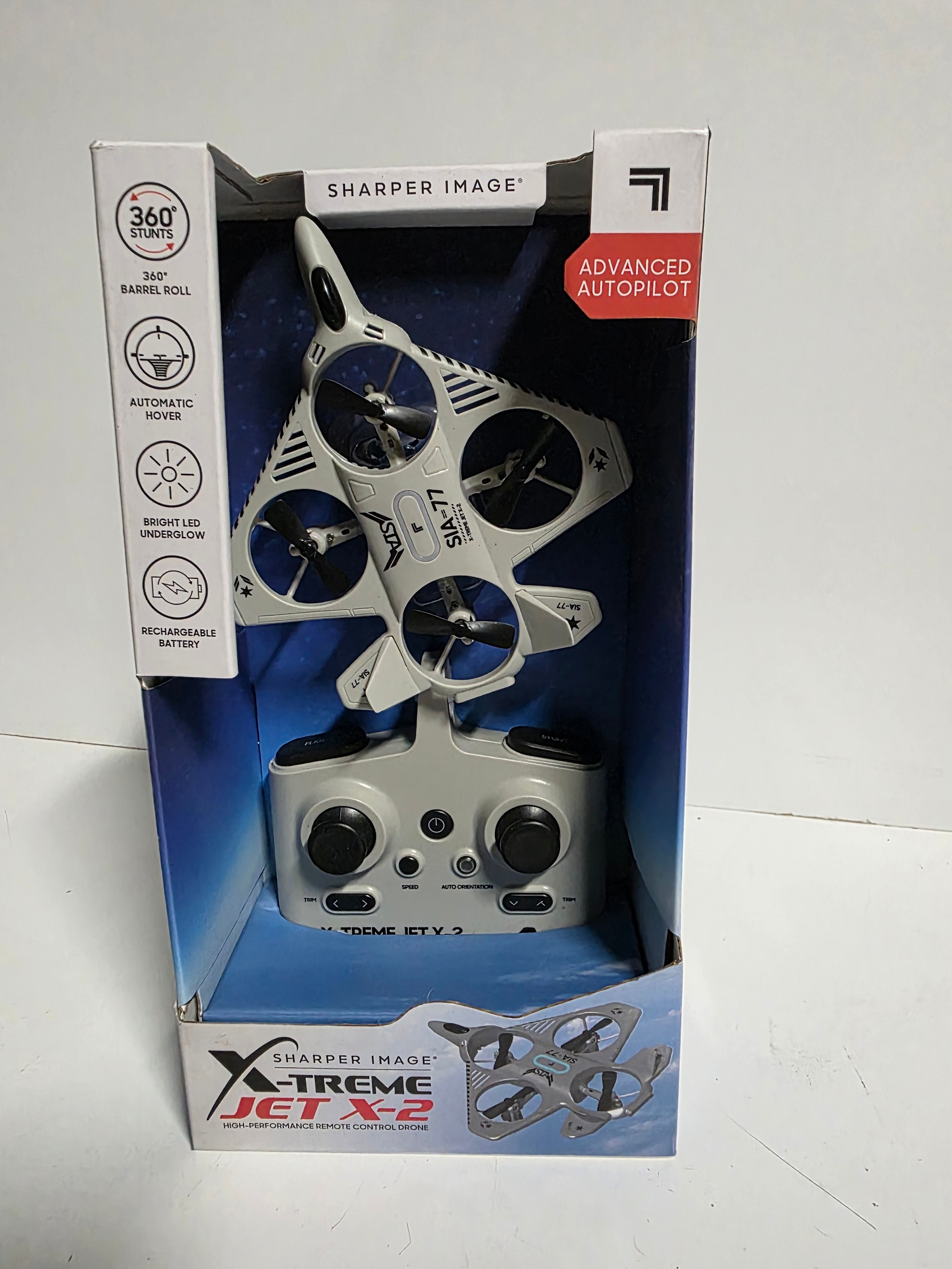 Sharper Image X-Treme Jet X-2 Remote Control Drone LED Stunt Quadcopter Toy