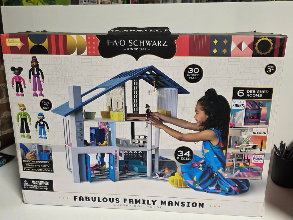 FAO Schwarz Fabulous Family Mansion Luxury Dollhouse 34 Piece Designer Playset