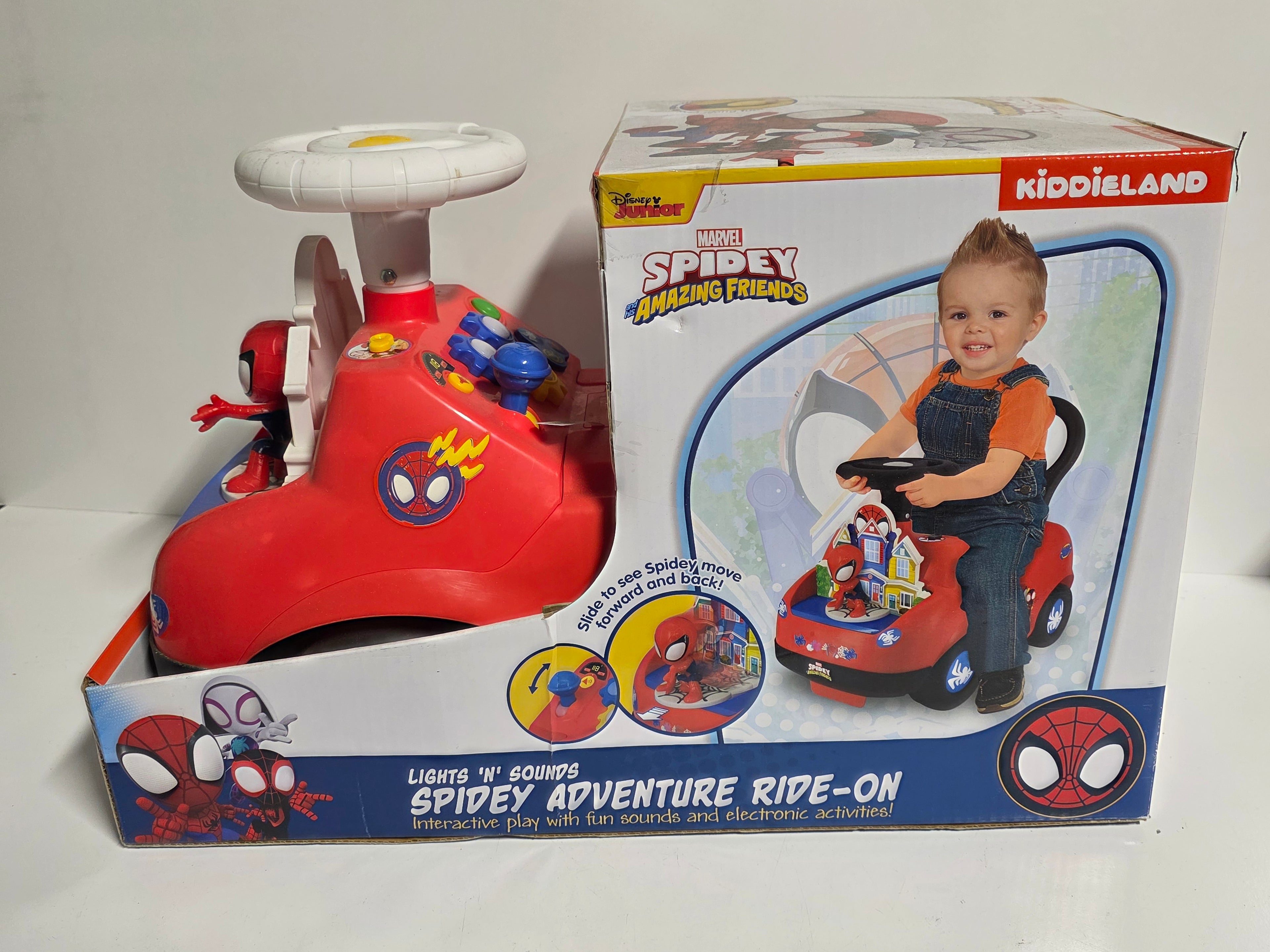 Marvel Spidey and His Amazing Friends Kiddieland Lights N Sounds Spidey Adventure Ride-On