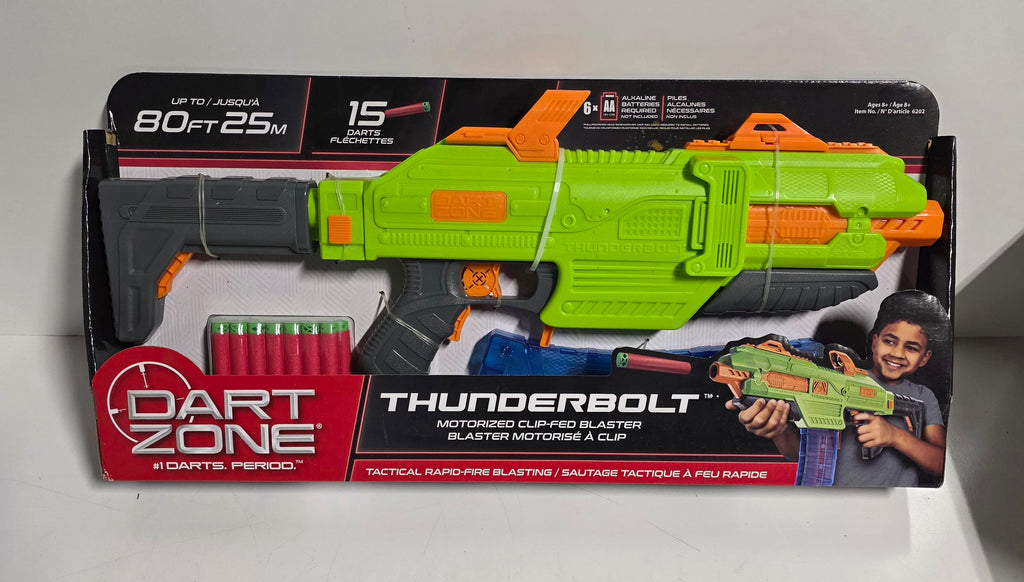 Dart Zone Thunderbolt Motorized Clip Fed Blaster 15 Dart Toy Launcher Collectible