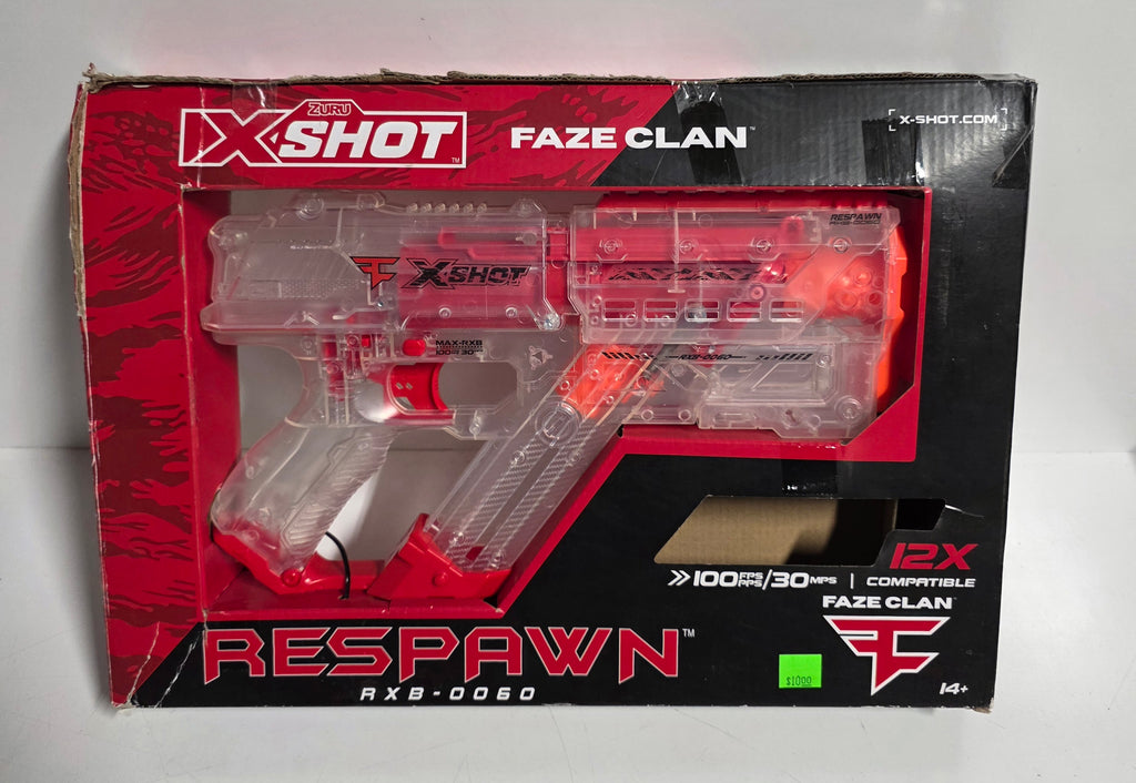 Zuru XShot Faze Clan Respawn RXB-0050 Dart Blaster Clear Edition 12X Compatible