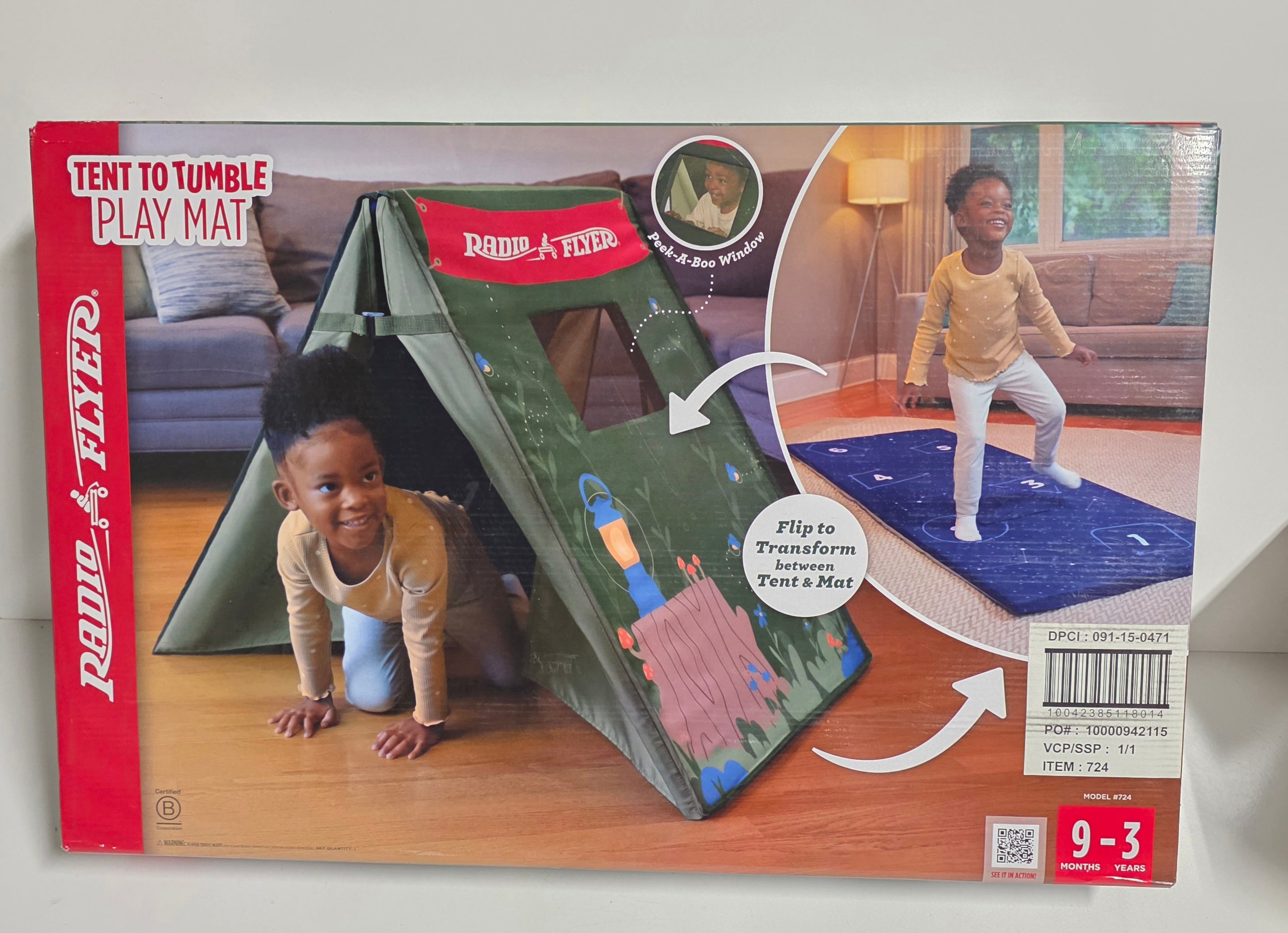 Radio Flyer Tent to Tumble Play Mat Convertible Kids Adventure Playset Indoor