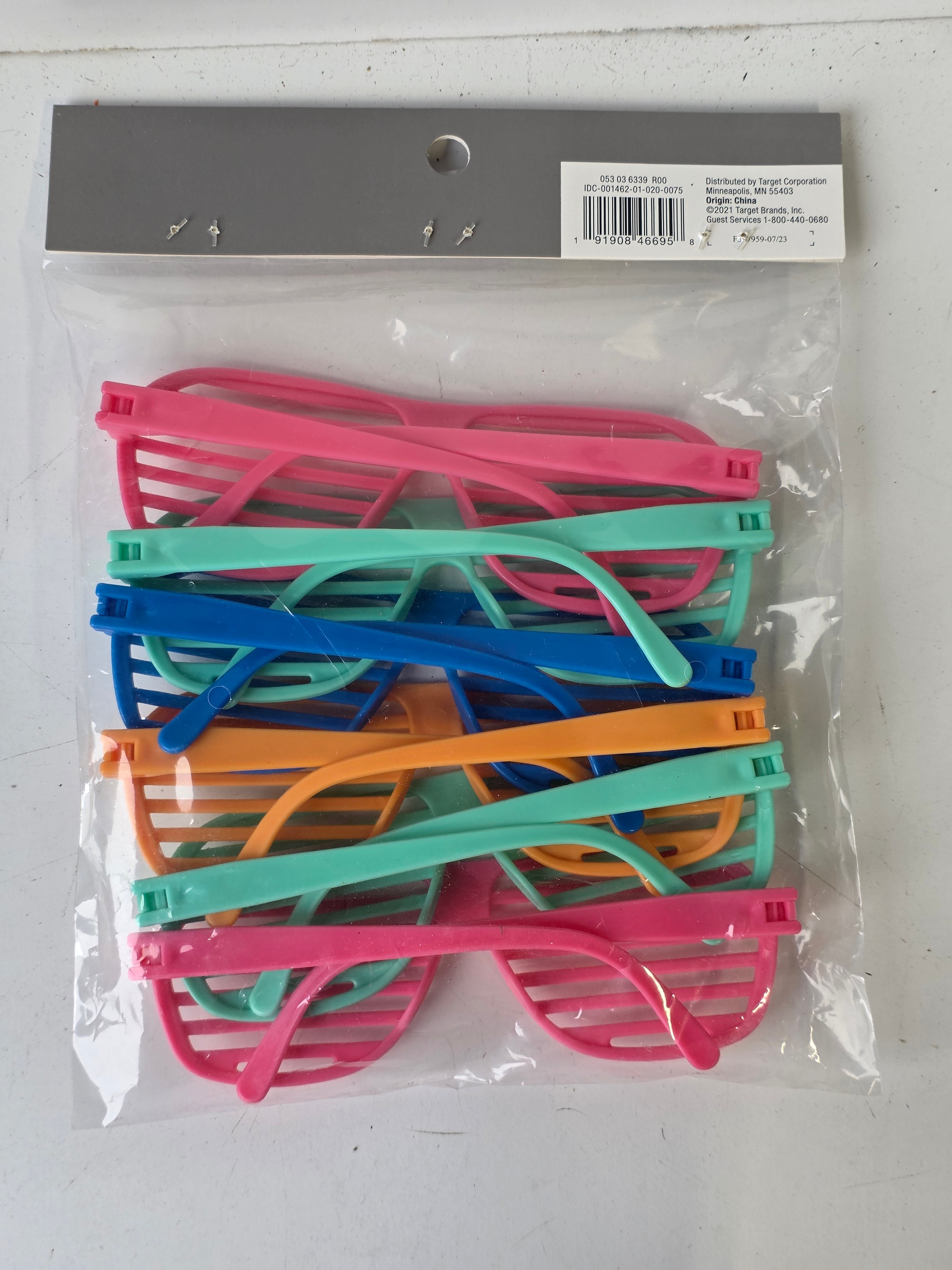 Spritz Party Novelty Eyewear Shutter Shades 6-Pack Colorful Plastic Sunglasses Set
