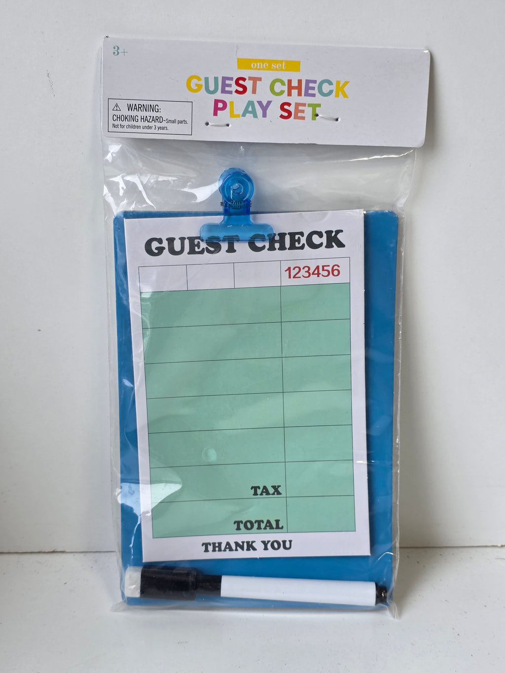 Dollar Tree Guest Check Play Set with Dry Erase Marker and Writing Board Toy Accessory