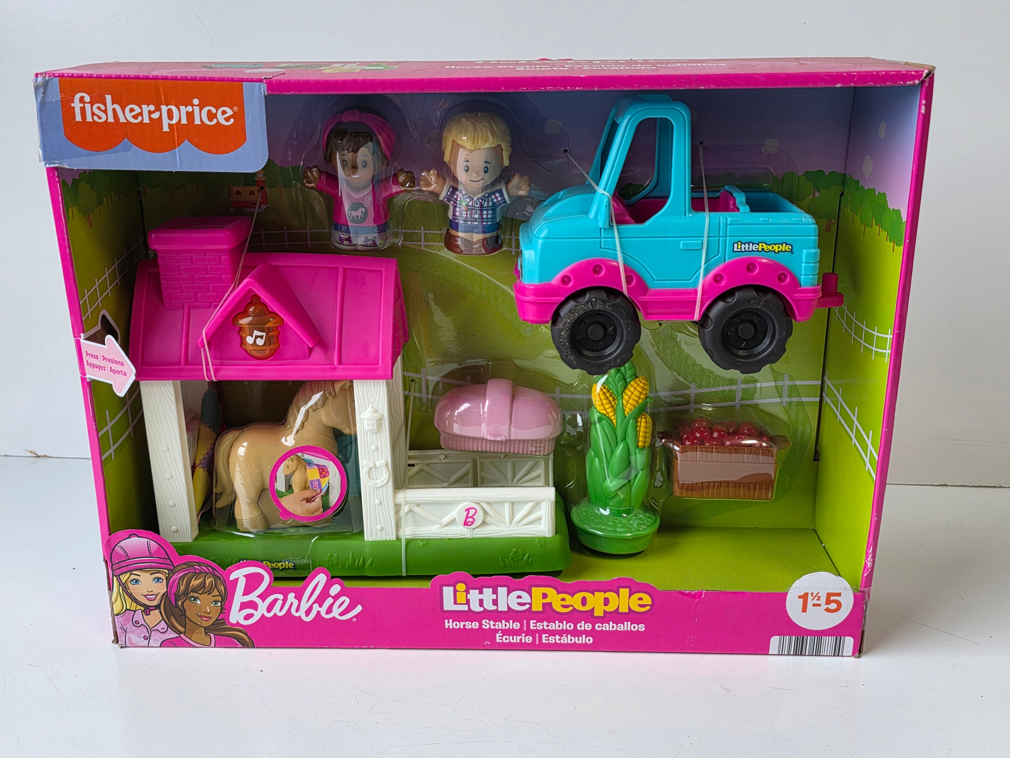Fisher-Price Little People Barbie Horse Stable Light Sound Playset New In Box