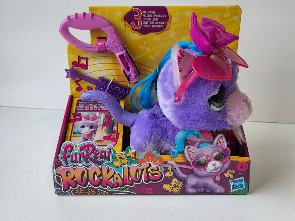 FurReal Rockalots Interactive Purple Kitty Plush Musical Walking Pet Toy Hasbro Set