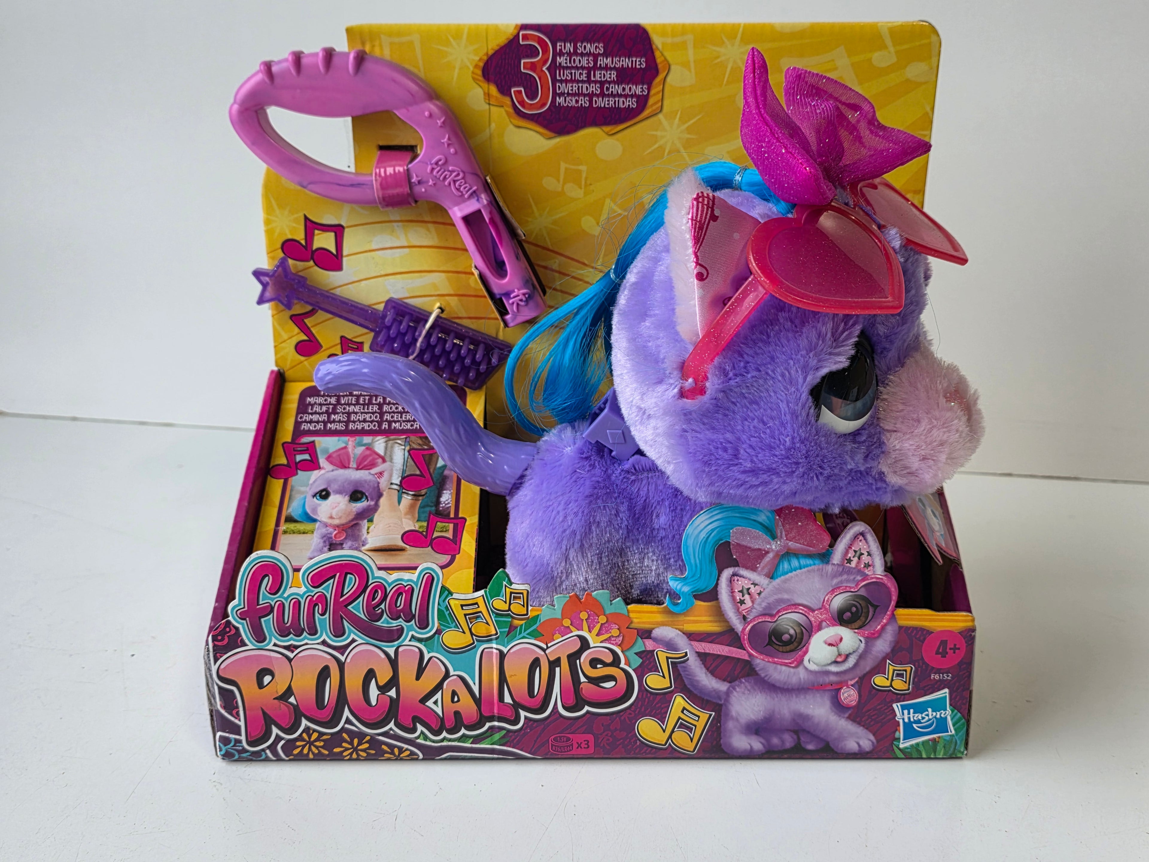 FurReal Rockalots Interactive Purple Kitty Plush Musical Walking Pet Toy Hasbro Set