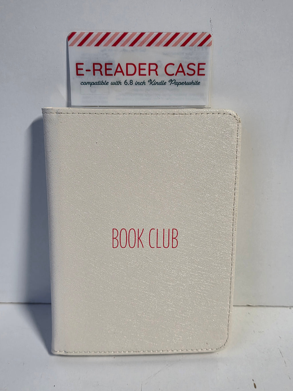 Vivitar E Reader Case Book Club White Faux Leather Six Point Eight Inch Kindle Paperwhite Sleeve