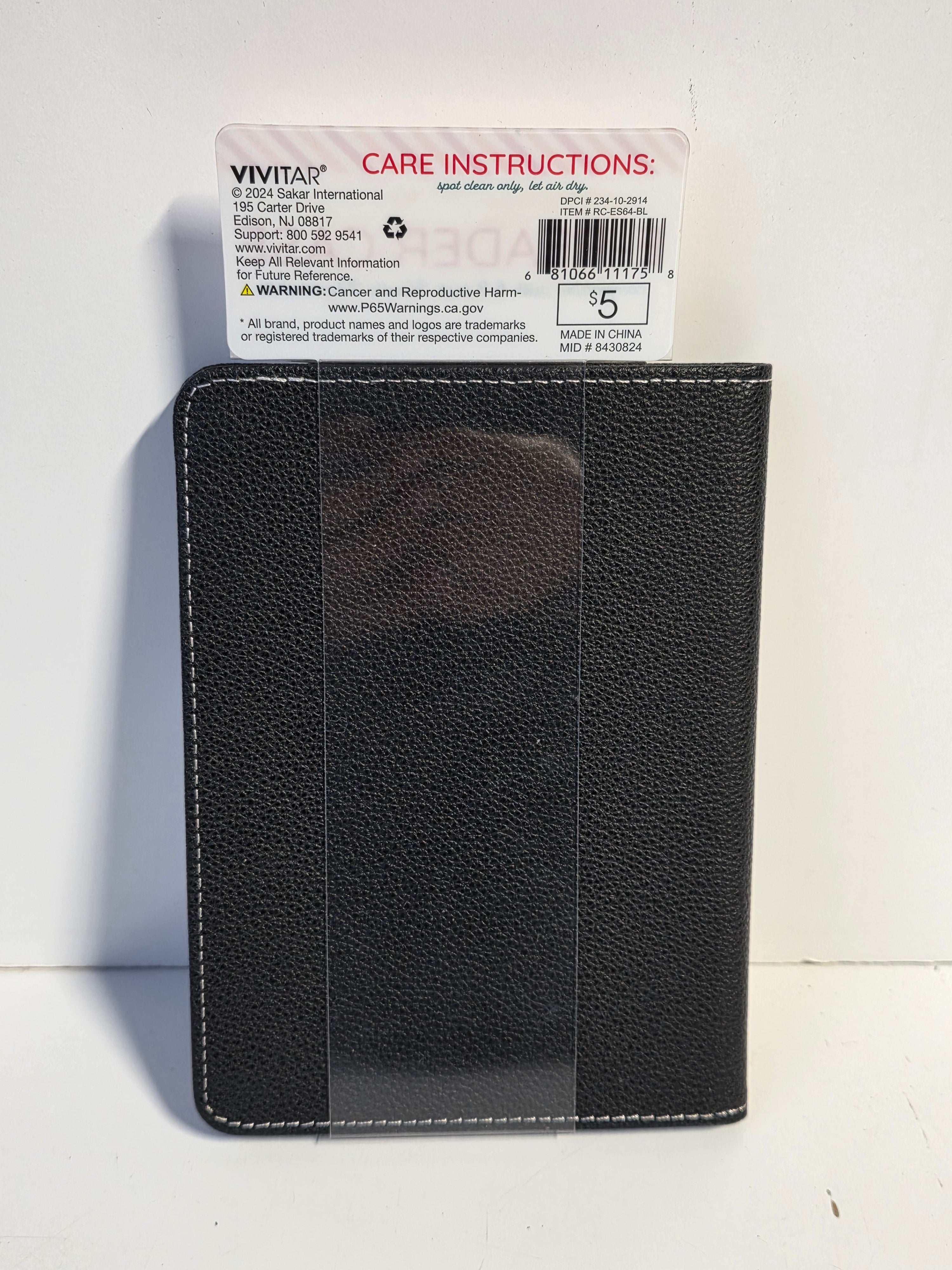 Vivitar E Reader Case Black Faux Leather Six Point Eight Inch Kindle Paperwhite Sleeve