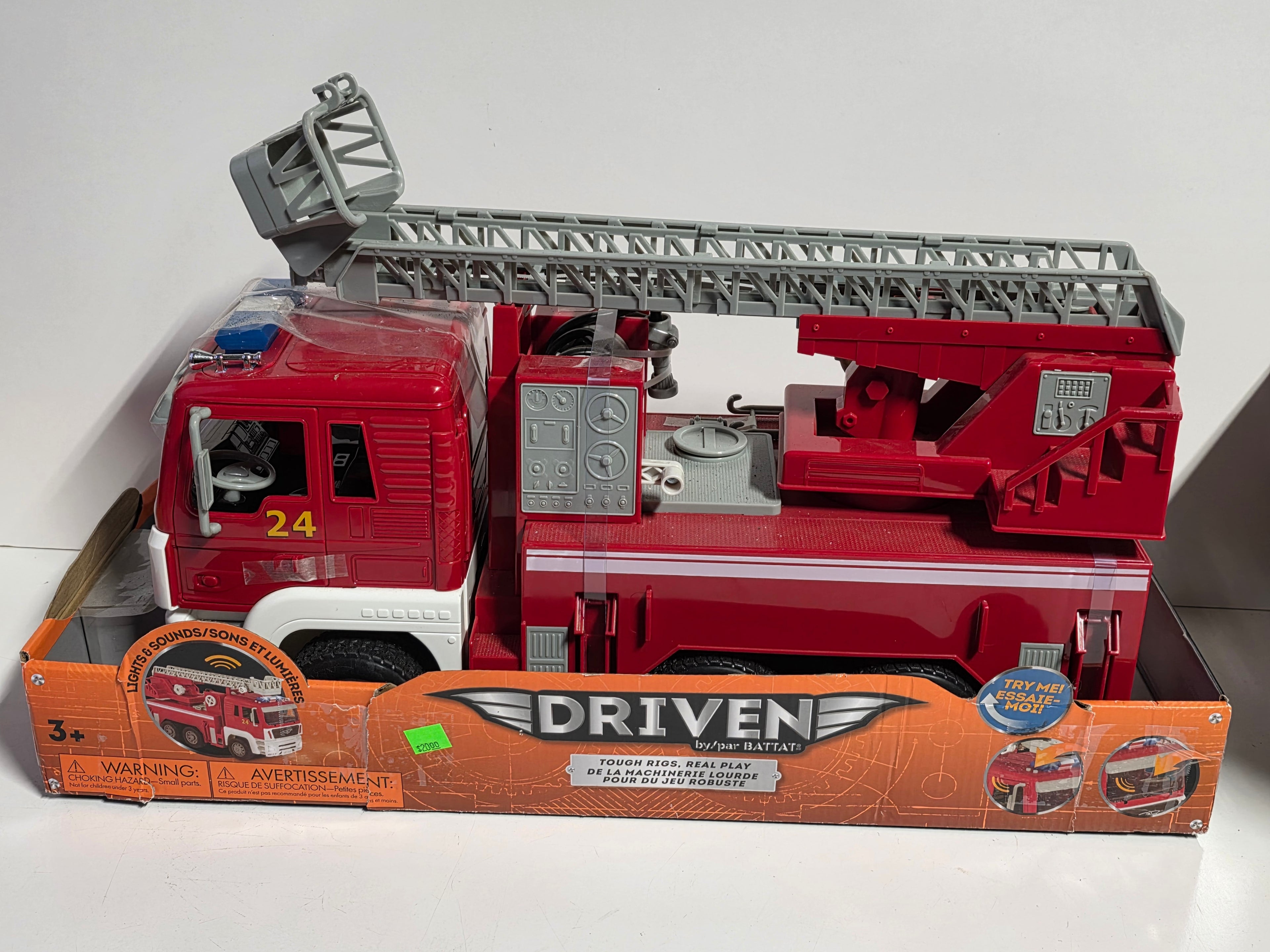 Driven Fire Truck Toy Red Ladder Engine Lights Sounds Heavy Duty Play Vehicle