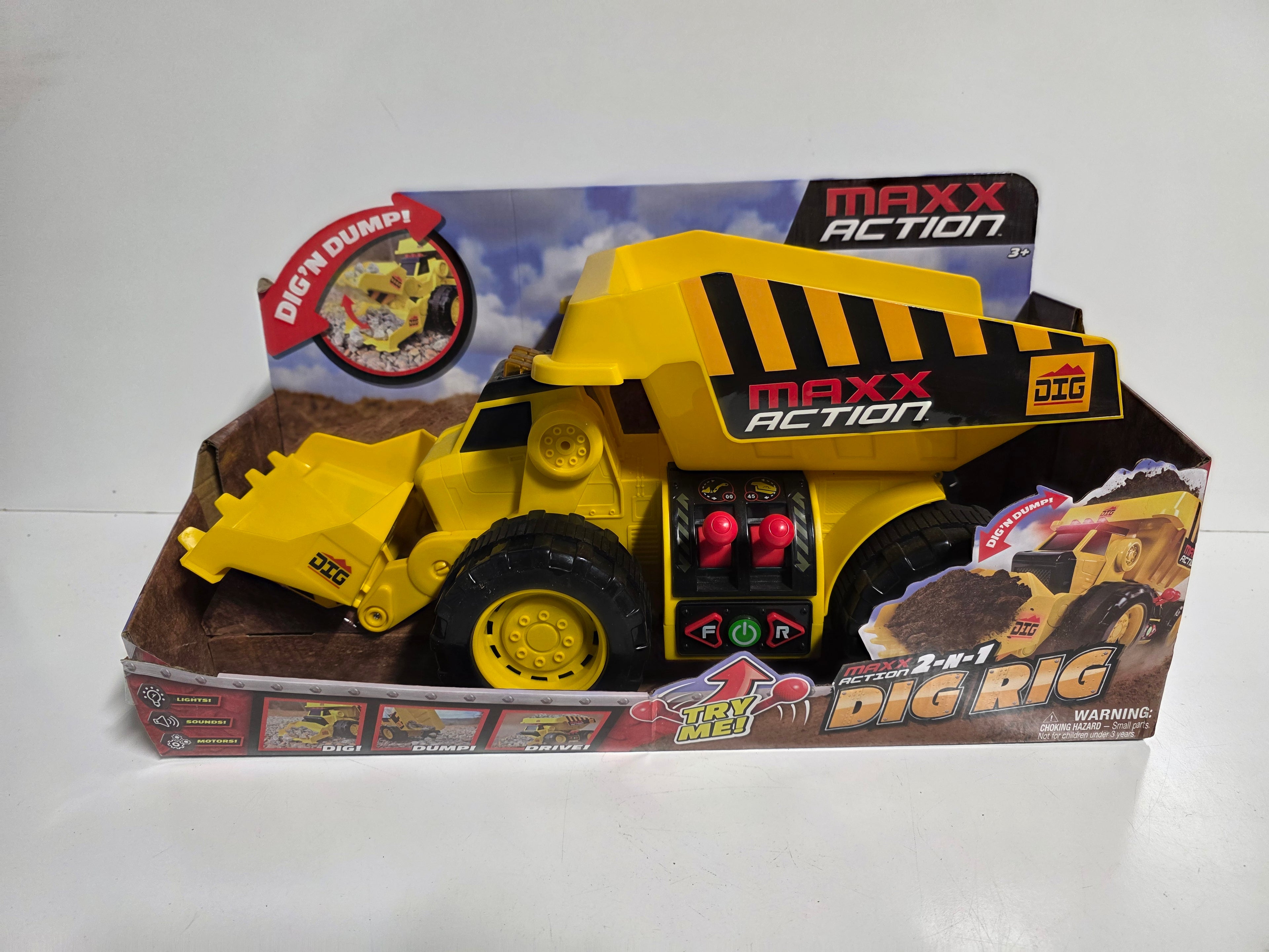 Maxx Action 2 In 1 Dig Rig Construction Dump Truck with Lights Sounds Toy