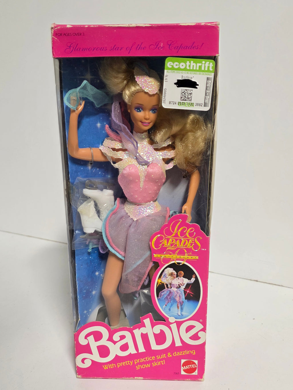 Vintage Mattel Barbie Ice Capades Doll 1989 Figure Skater Collectible