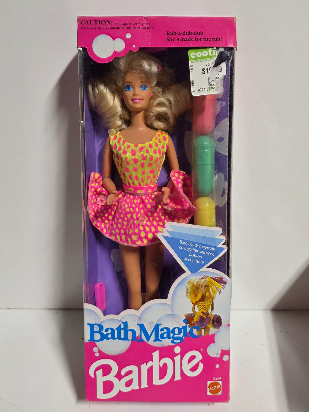 Vintage Mattel Barbie Bath Magic Doll Collectible 1990s Playset Display Piece