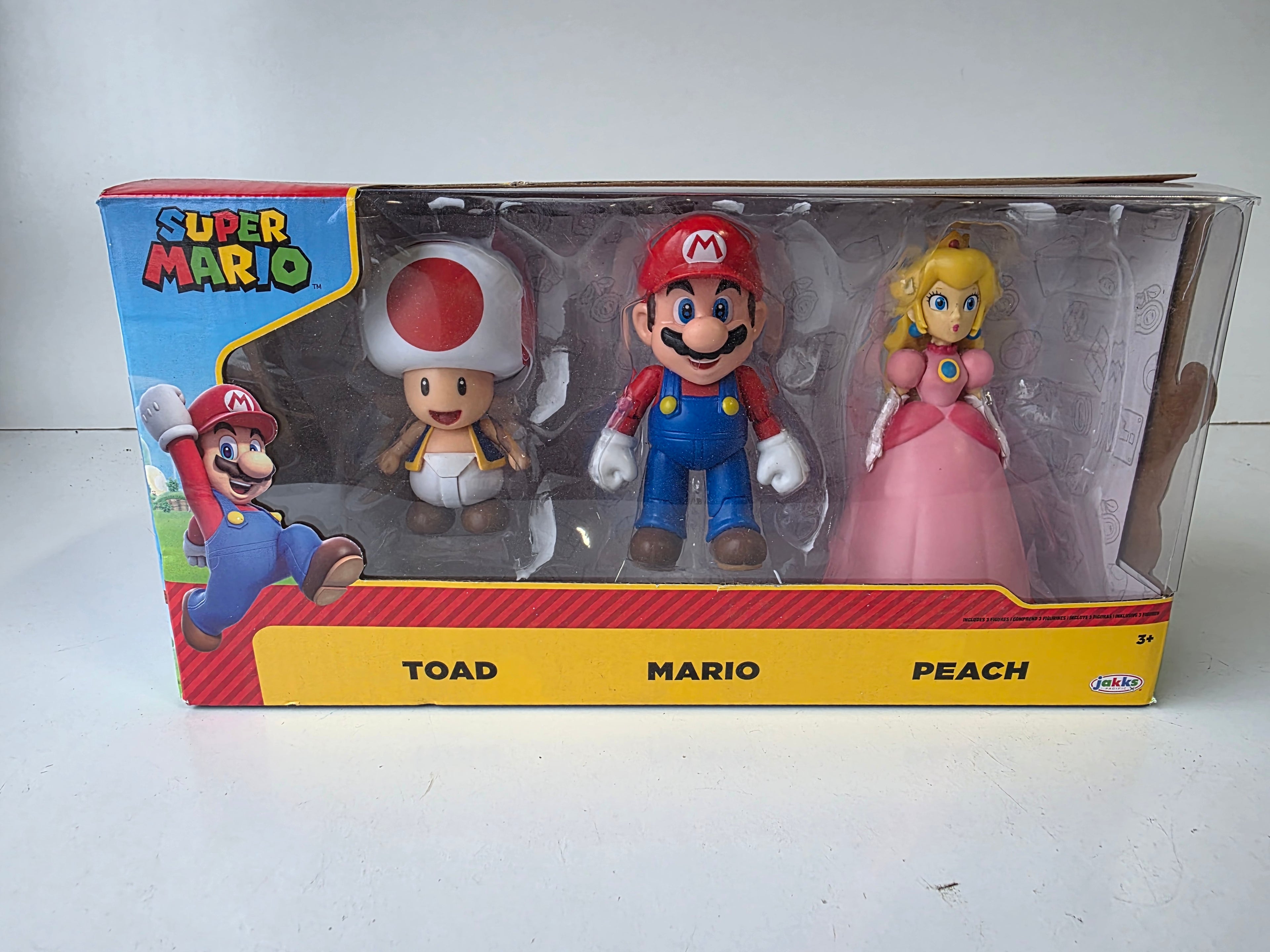 Super Mario Toad Mario Peach Collectible Figure Set by Jakks Pacific Display Toy