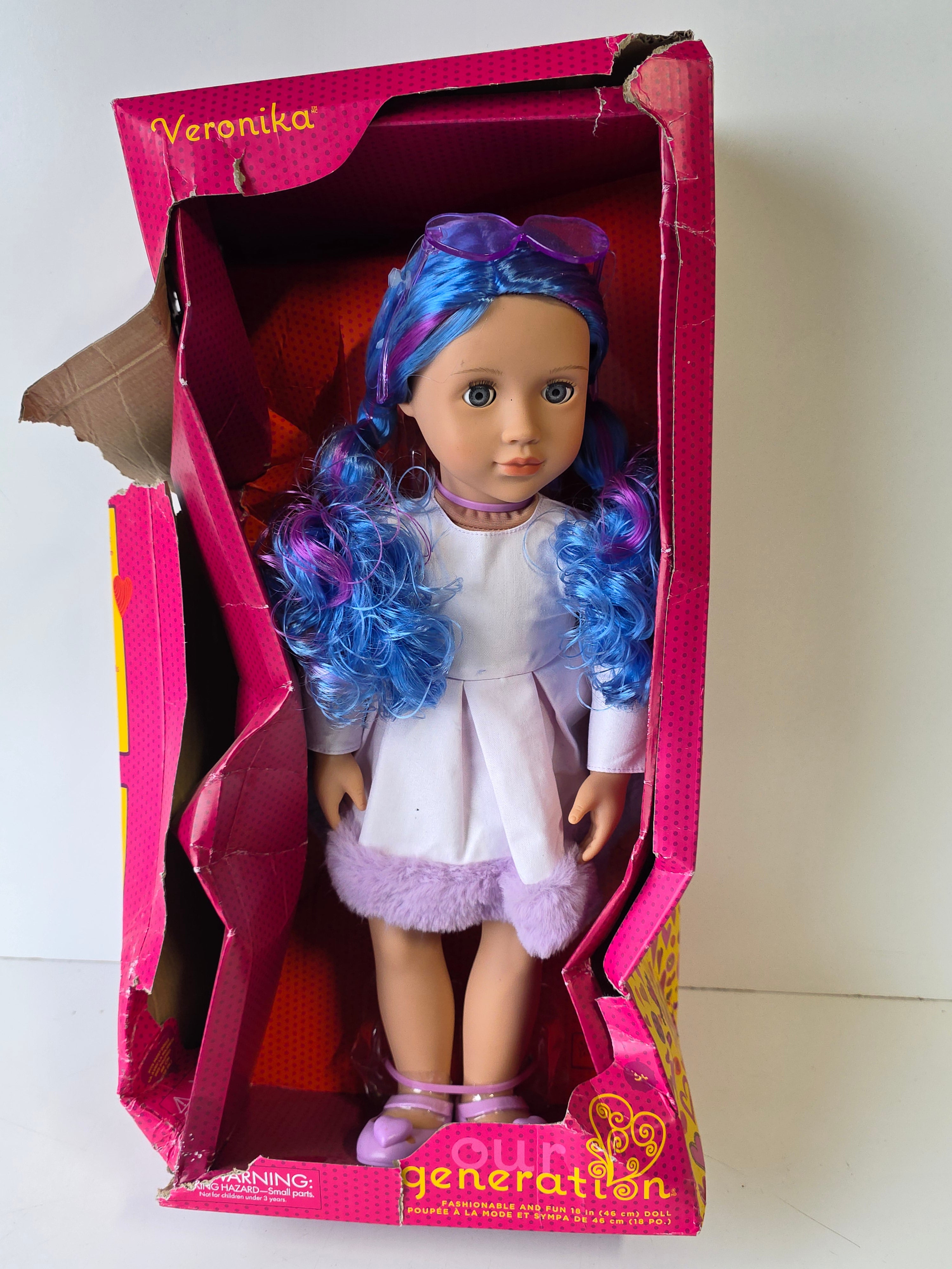 Our Generation Veronika Fashion Doll with Blue Hair Damaged Box Collectible 18 Inch Doll