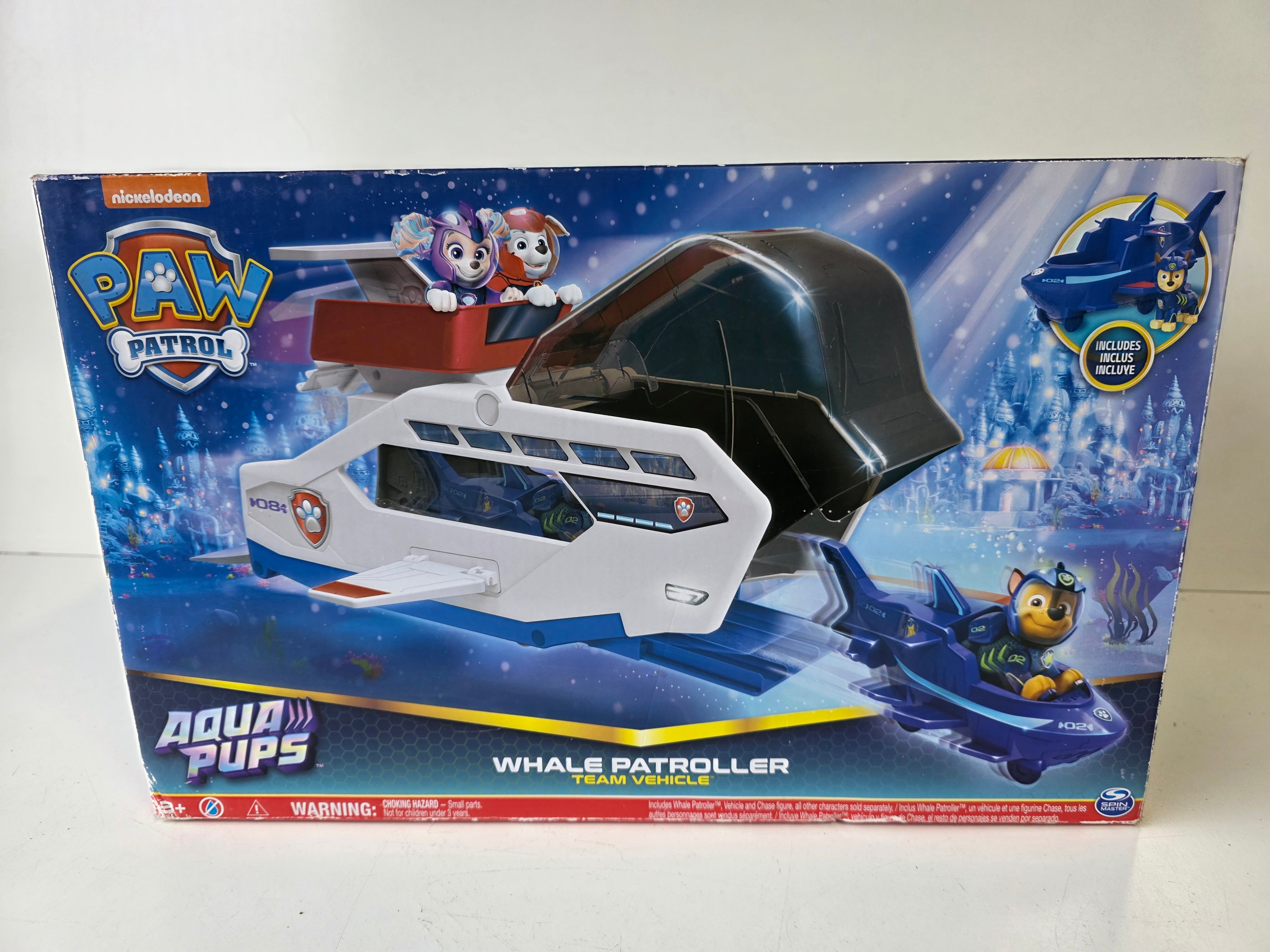 Paw Patrol Aqua Pups Whale Patroller Team Vehicle Chase Figure Collectible