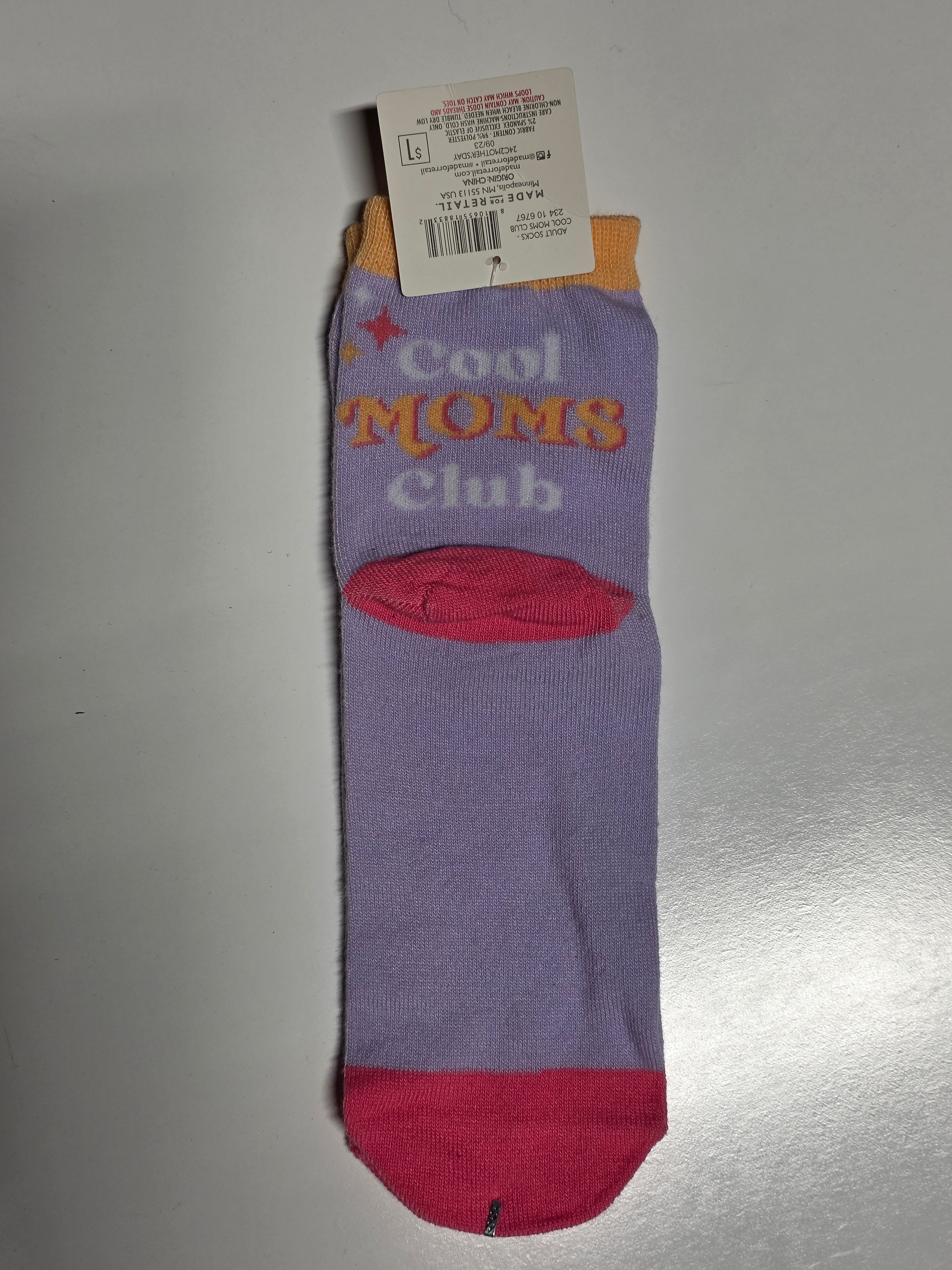 Cool Moms Club Purple Pink Ankle Socks Adult Size 9-11 Fun Casual Comfort Apparel