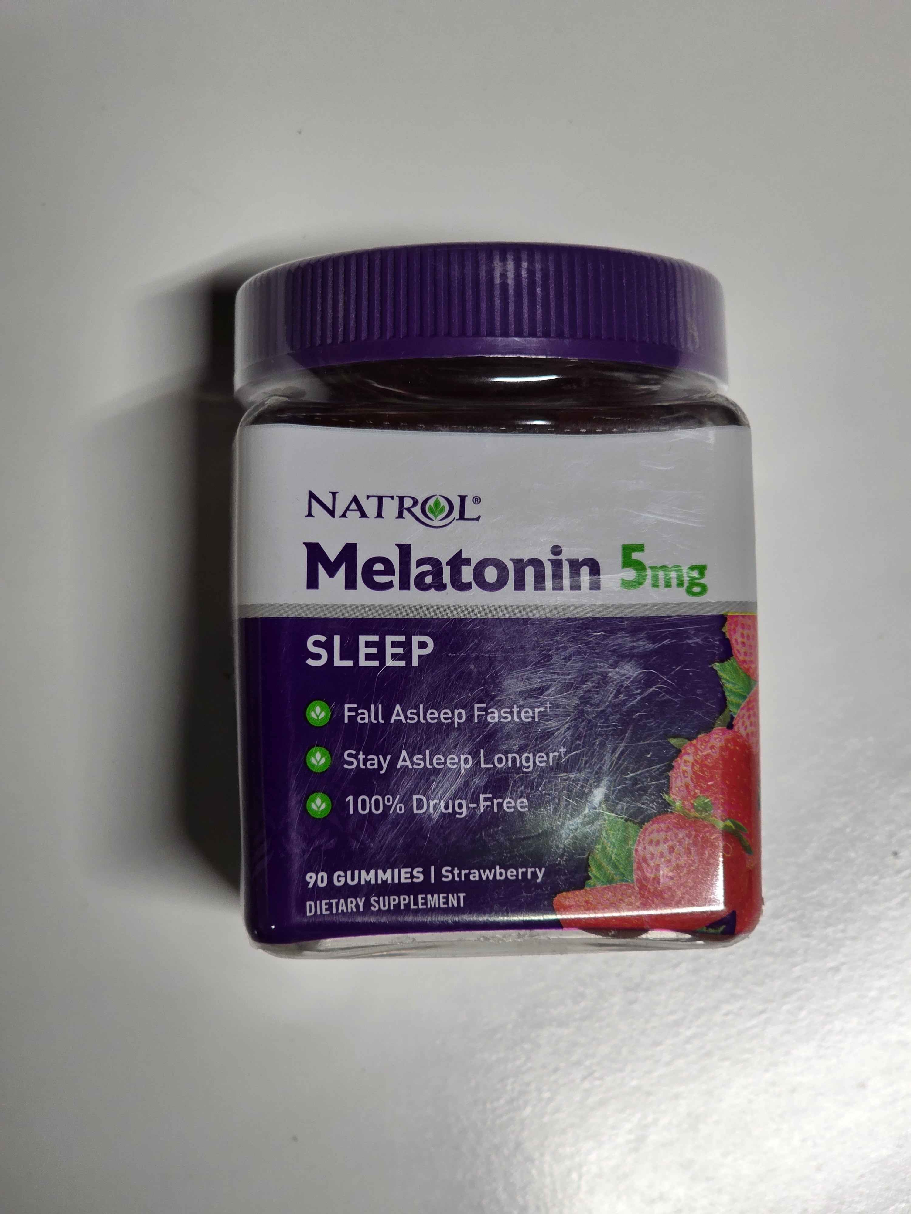 Natrol Melatonin 5mg Strawberry Sleep Gummies 90 Count Drug Free Supplement
