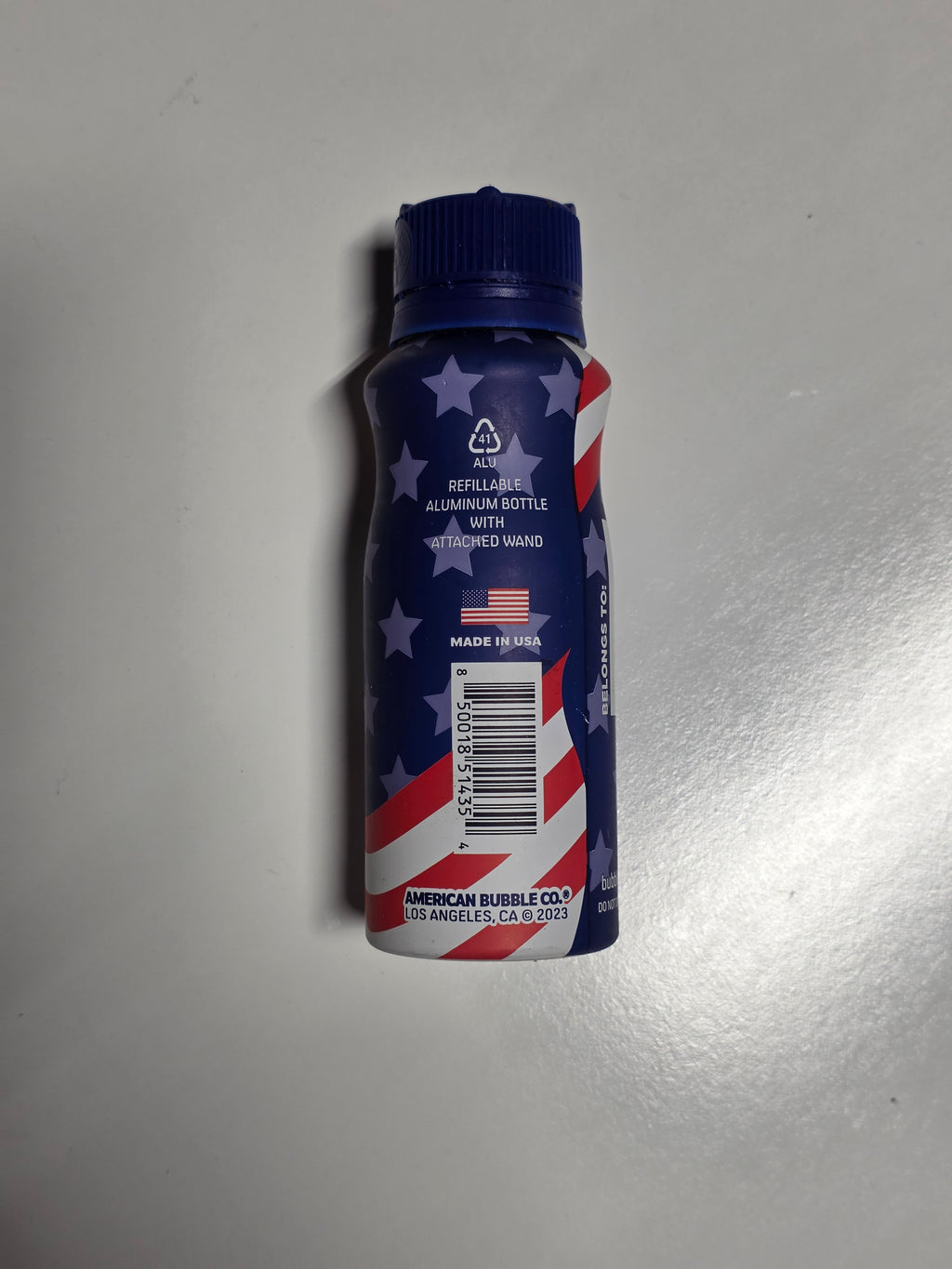 Bubble Tree Patriotic Bubble Solution 4 fl oz Refillable Aluminum Bottle with Wand