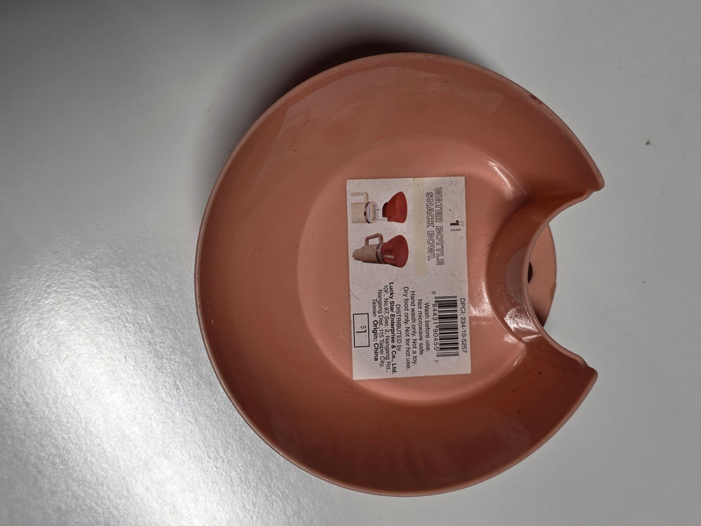 Pink Water Bottle Snack Bowl Clip-On Cup Holder Attachment Portable Accessory