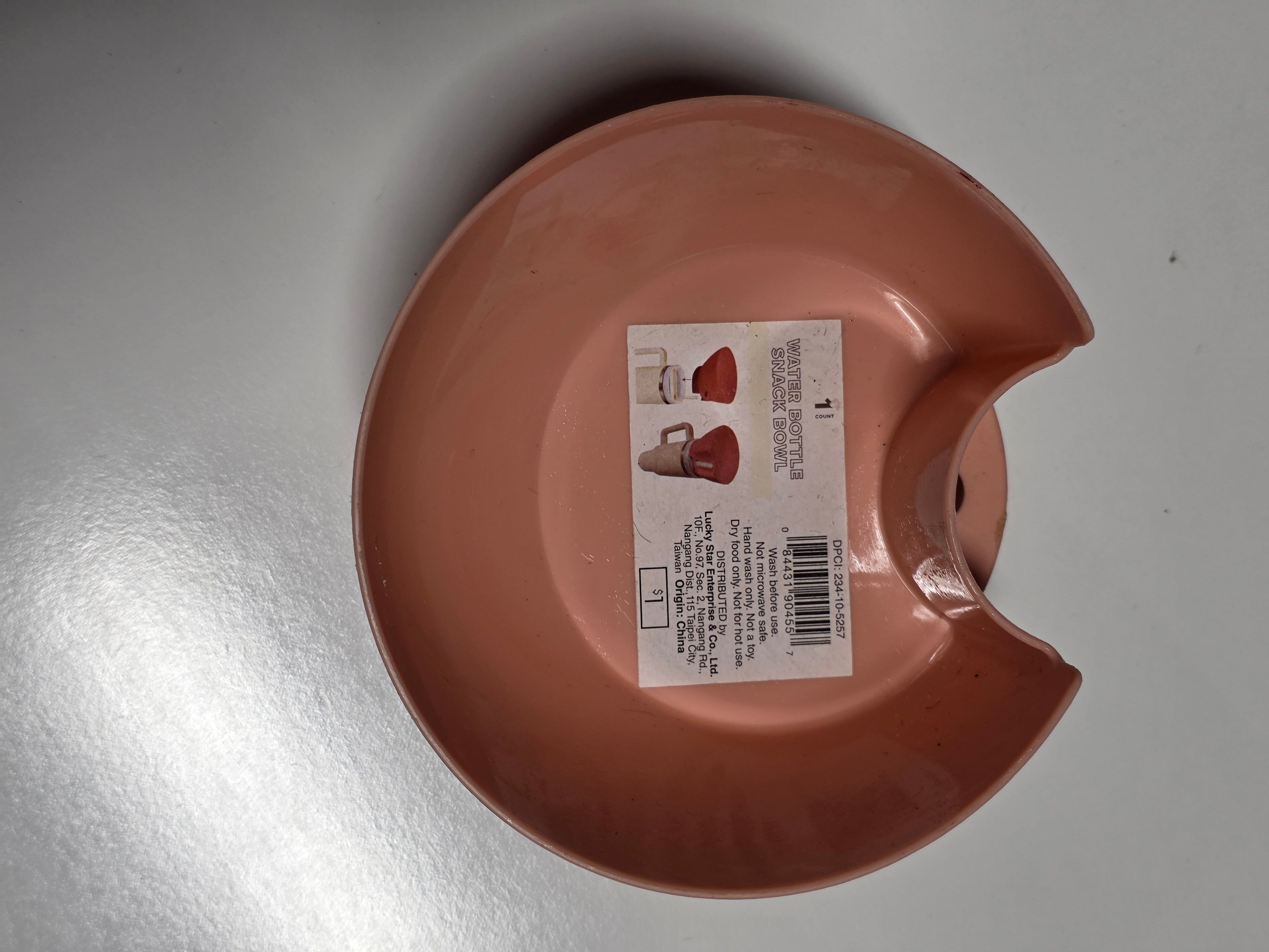 Pink Water Bottle Snack Bowl Clip-On Cup Holder Attachment Portable Accessory