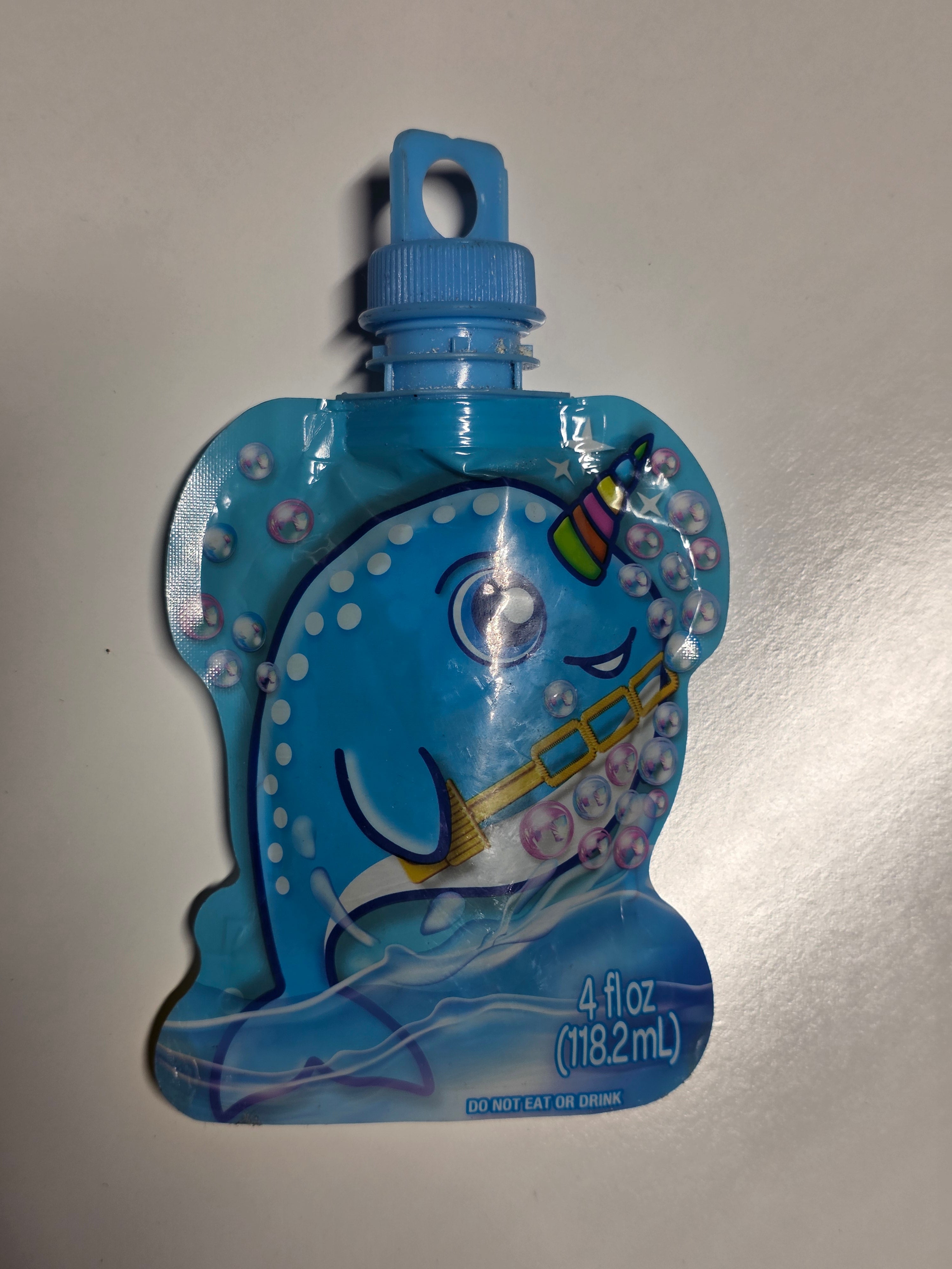 Sun Squad Narwhal Bubble Solution Pouch 4 fl oz Kids Outdoor Play Activity