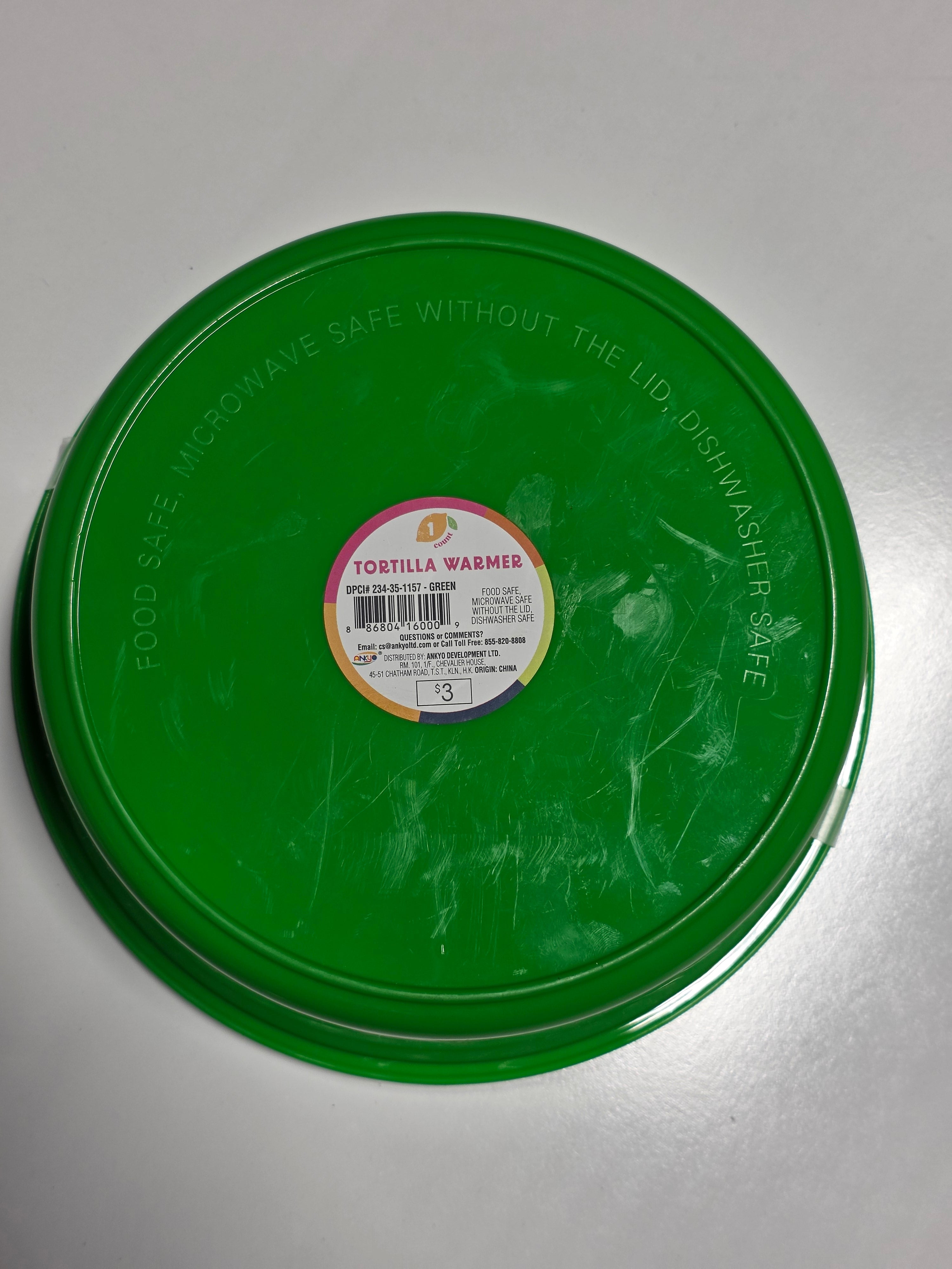 Green Plastic Tortilla Warmer Microwave Safe Round Kitchen Serving Container