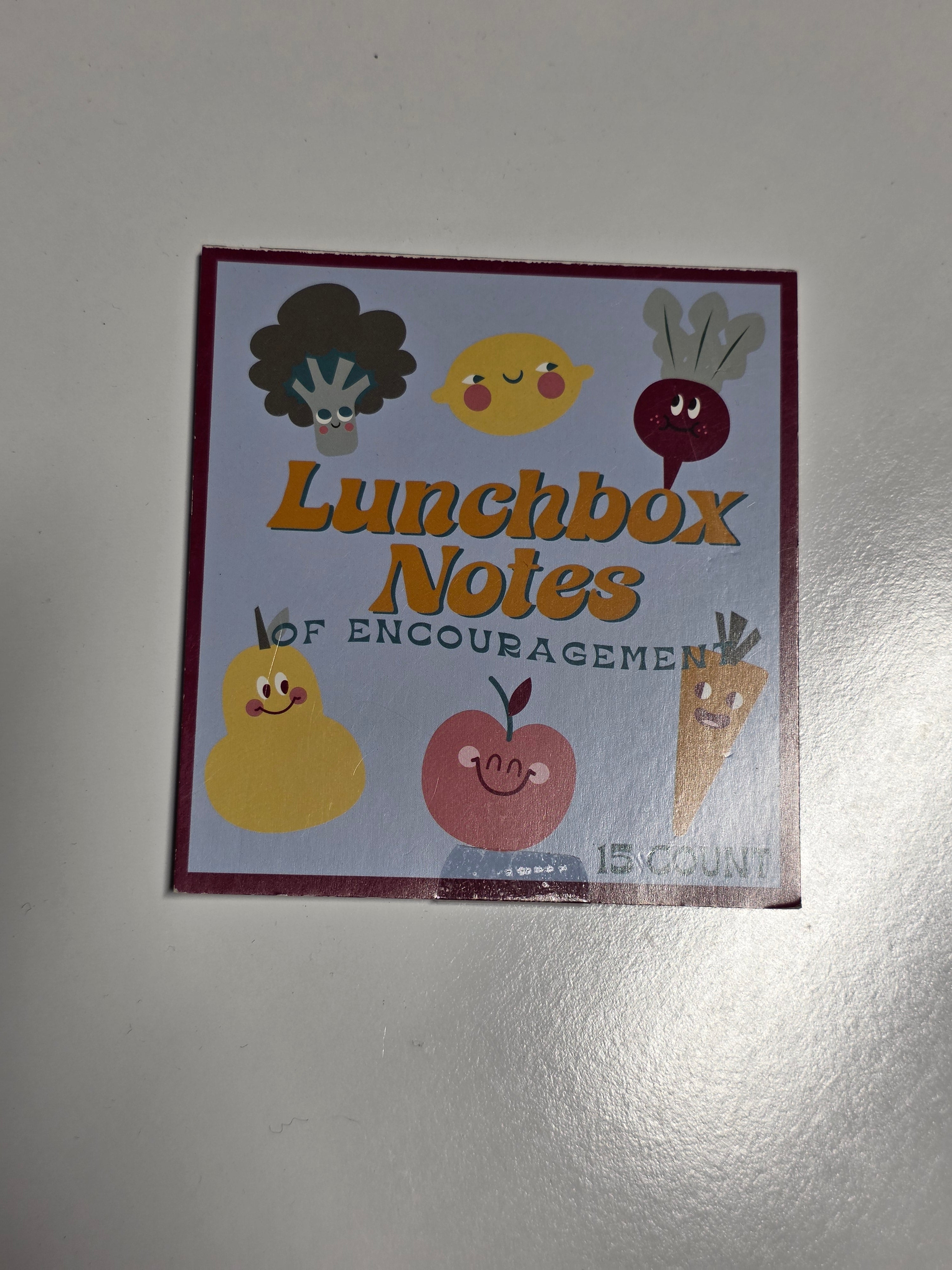 Vegetables Lunchbox Notes of Encouragement Veggie Theme 15 Count Kids Message Cards
