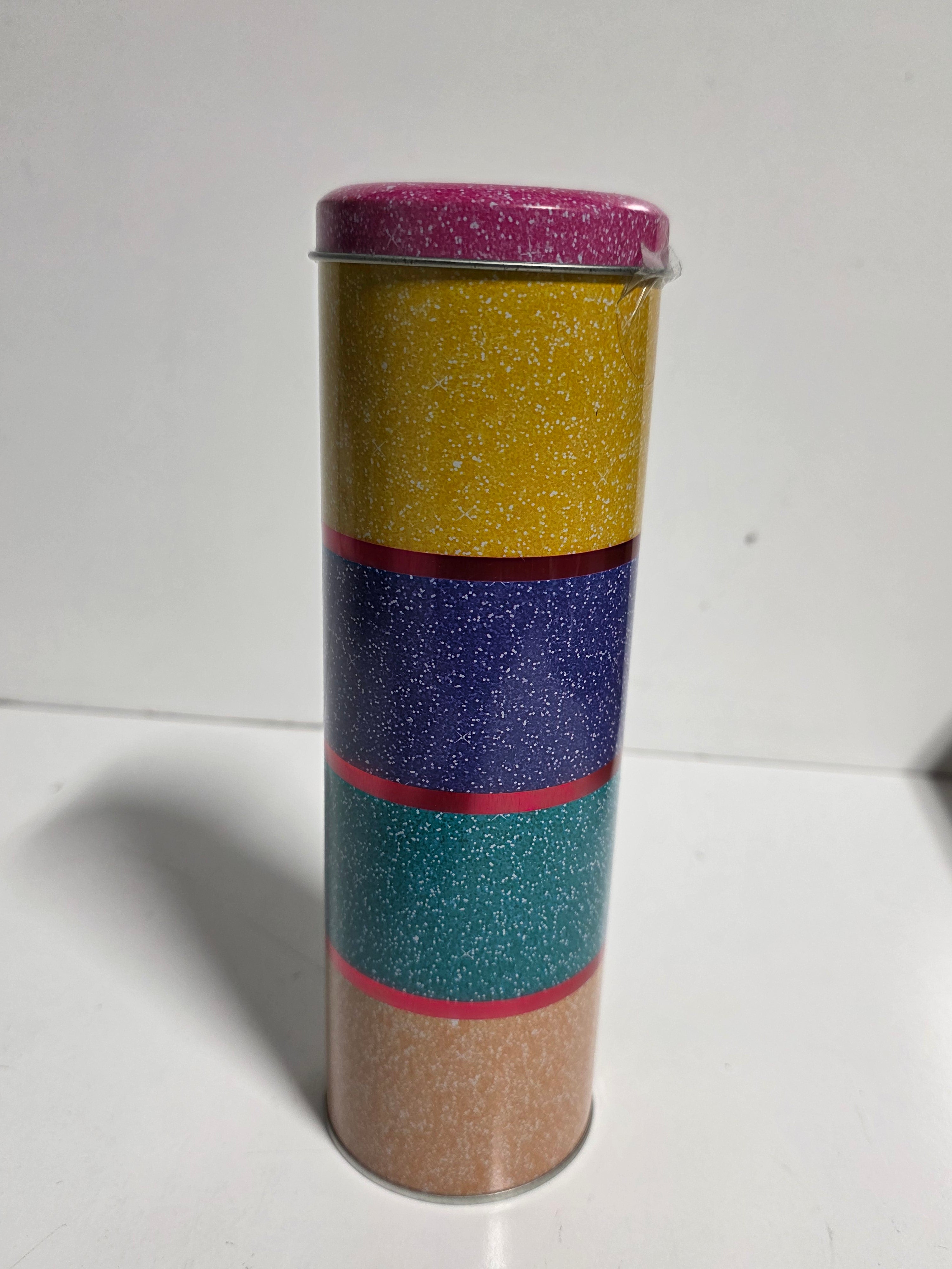Vivitar Multicolor Speckled Metal Storage Tin Cylinder Container with Lid