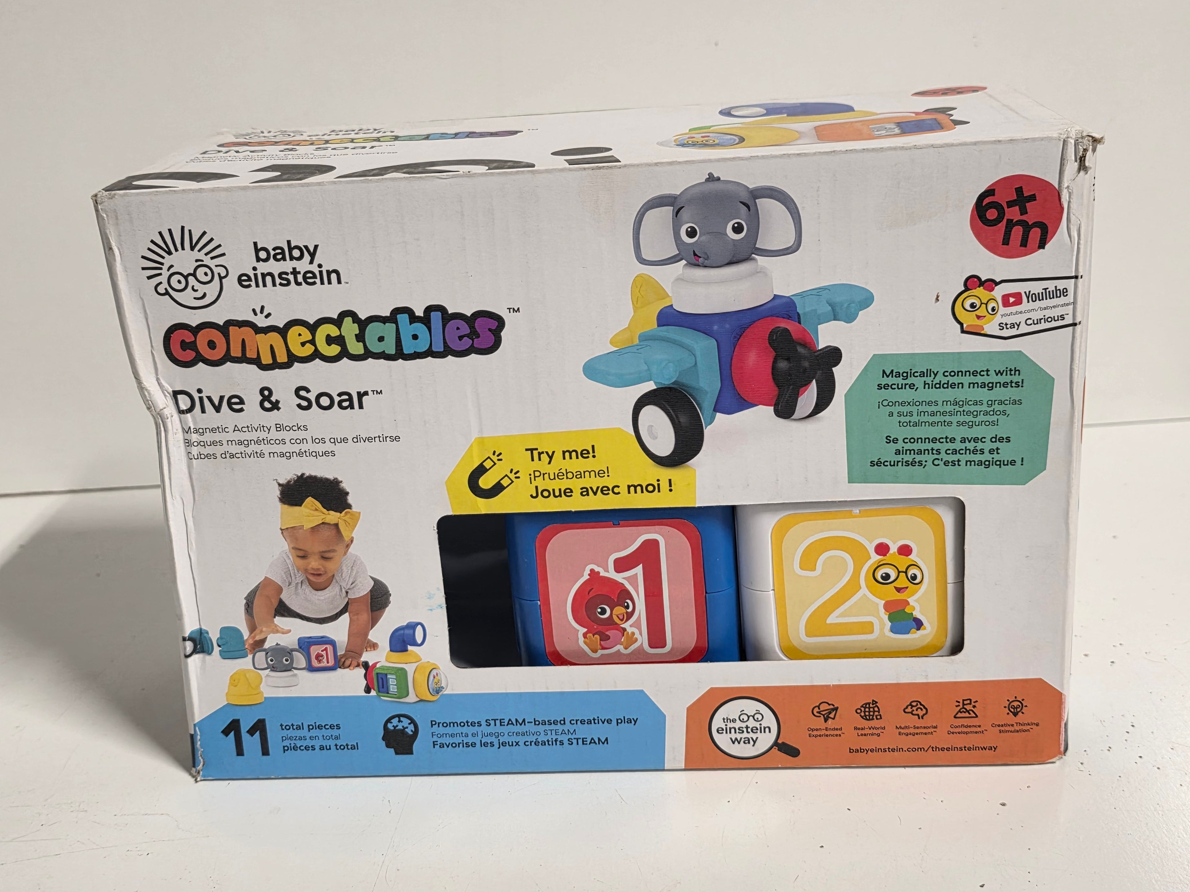 Baby Einstein Connectables Dive & Soar Magnetic Activity Blocks 11-Piece Educational Set