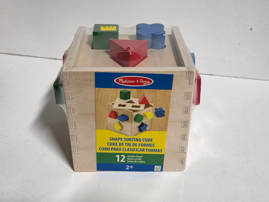 Melissa And Doug Wooden Shape Sorting Cube Toddler Educational Learning Toy Set