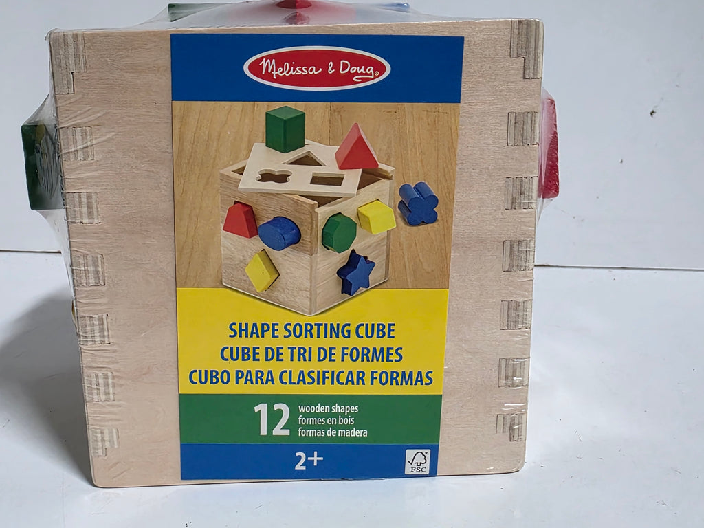 Melissa And Doug Wooden Shape Sorting Cube Toddler Educational Learning Toy Set