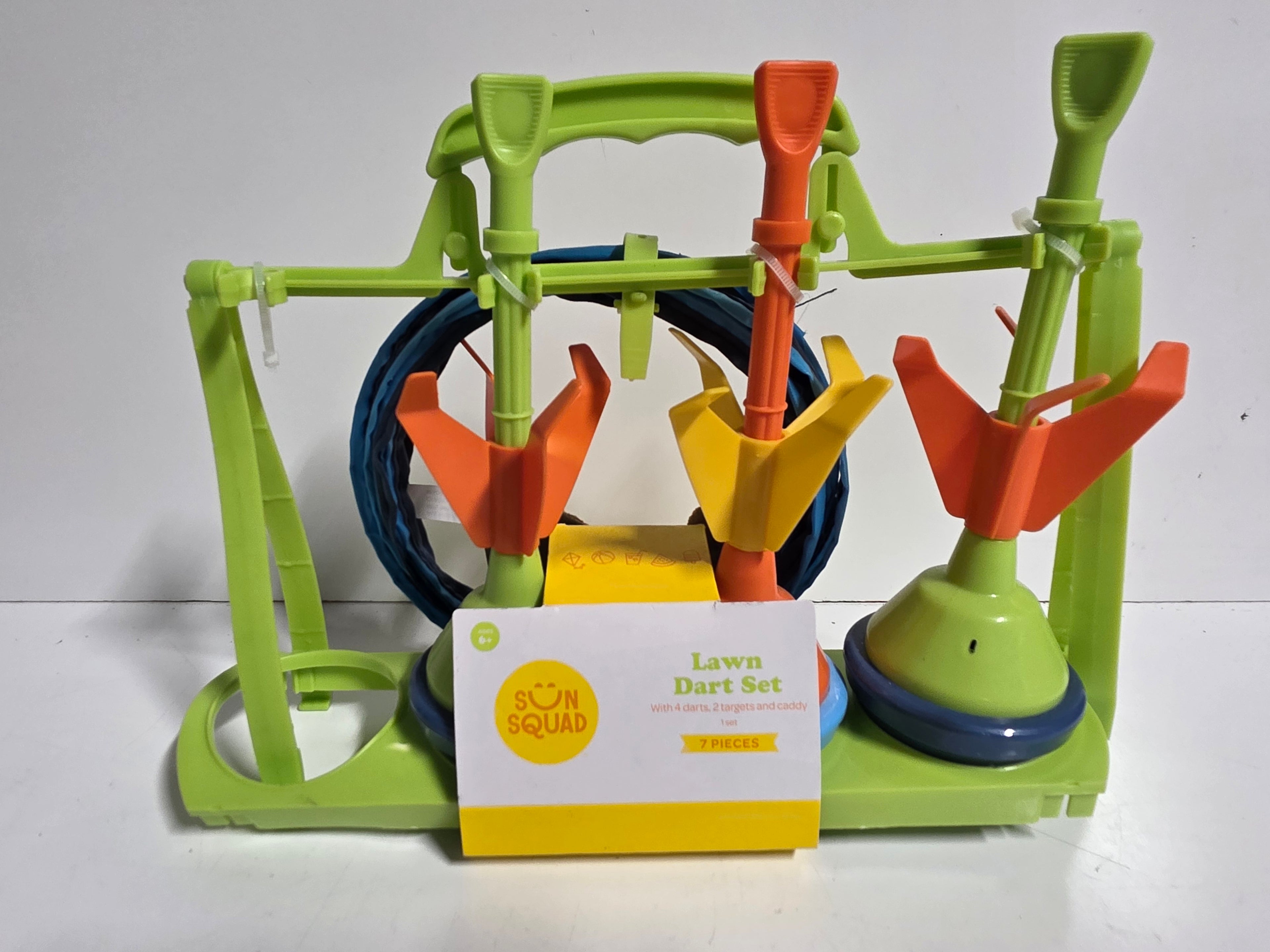 Sun Squad Lawn Dart Set Outdoor Target Game 7 Piece Caddy Kit Missing One Dart