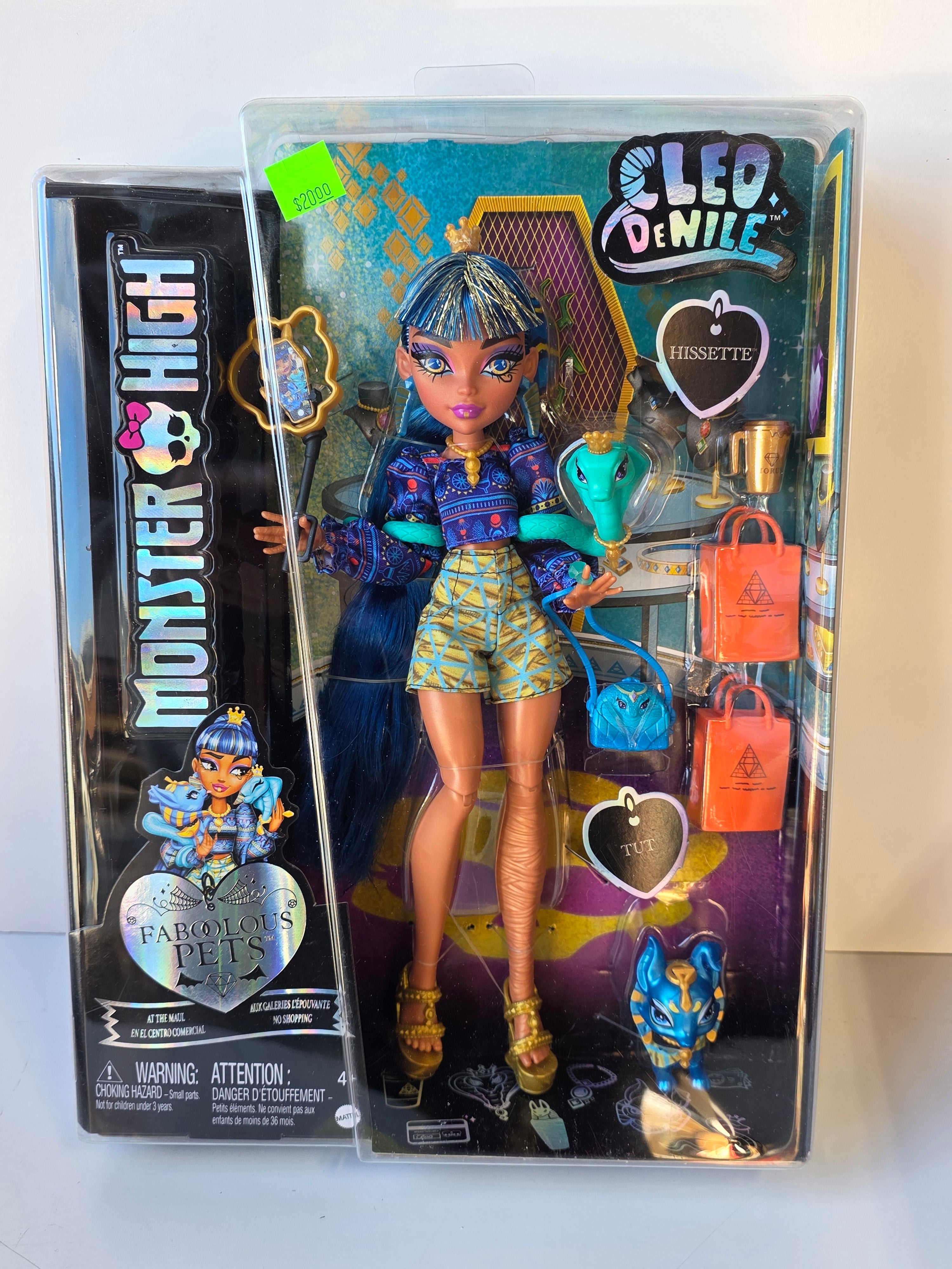 Mattel Monster High Cleo De Nile Faboolous Pets Doll Set with Accessories Toy