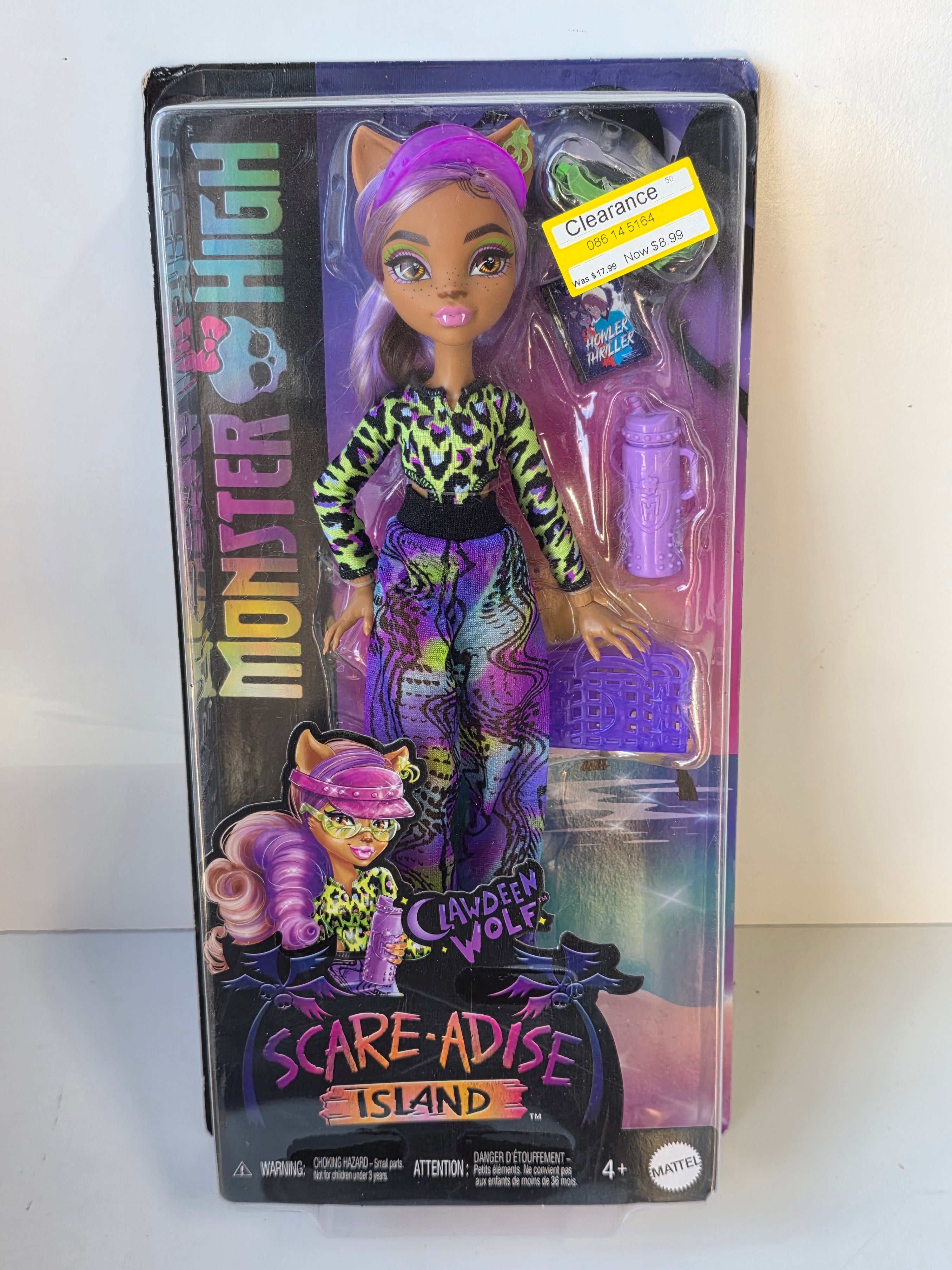 Mattel Monster High Clawdeen Wolf Scare-Adise Island Fashion Doll Set Collectible