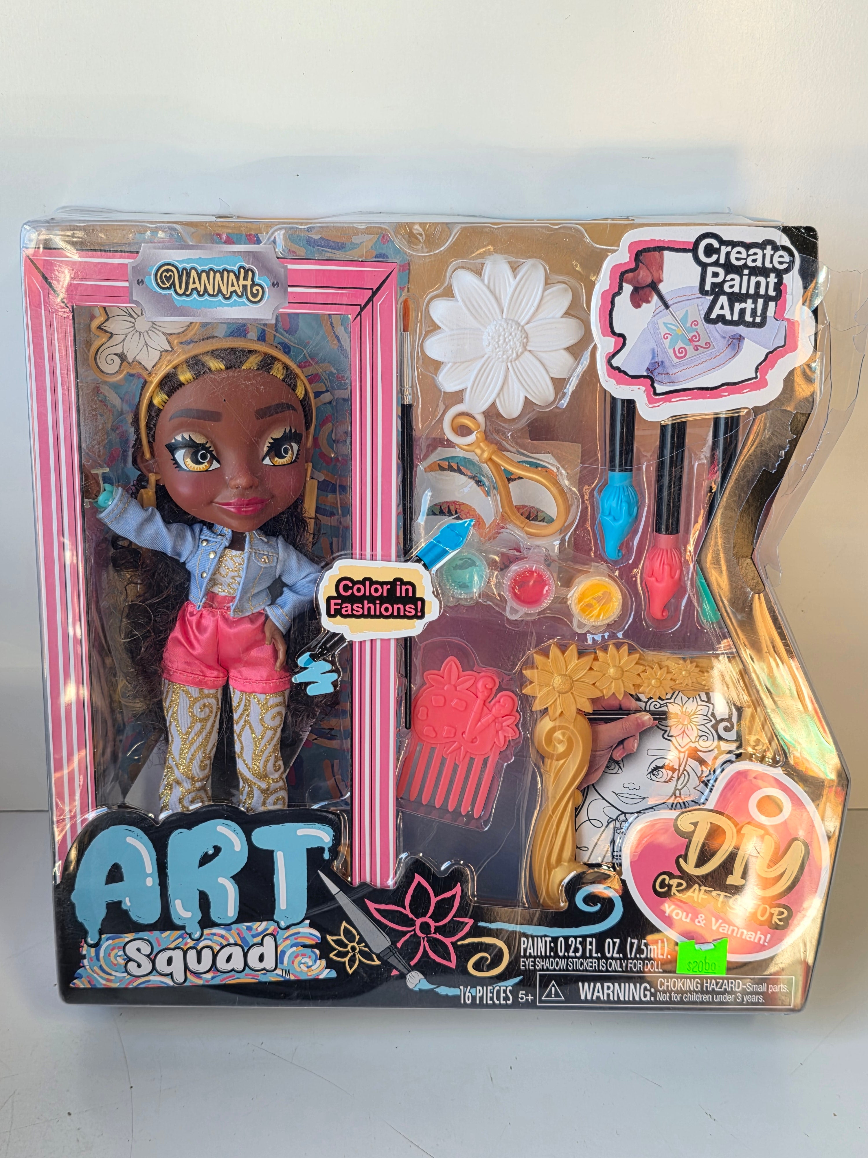 Just Play Art Squad Vannah DIY Paint Art Fashion Doll Set with Accessories
