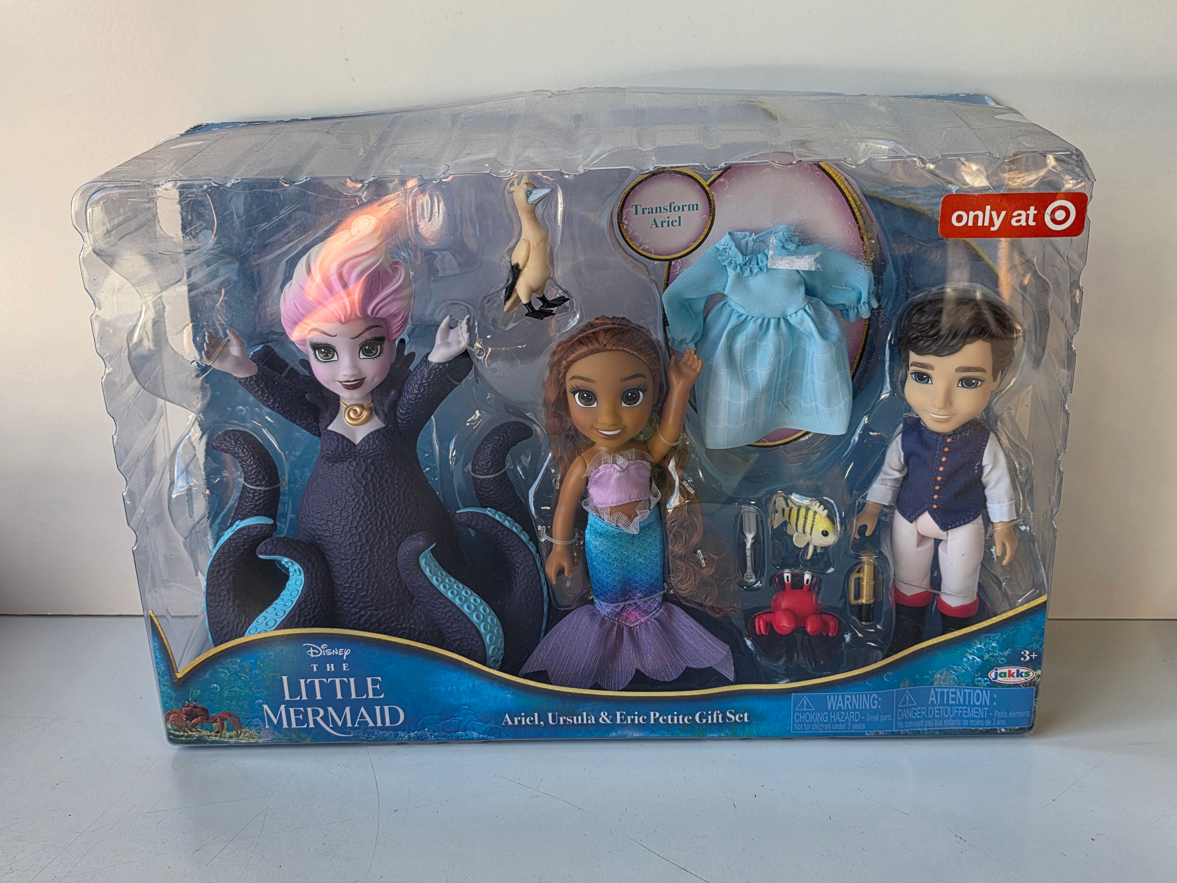Disney Little Mermaid Ariel Ursula And Eric Petite Gift Set Collectible Doll Bundle