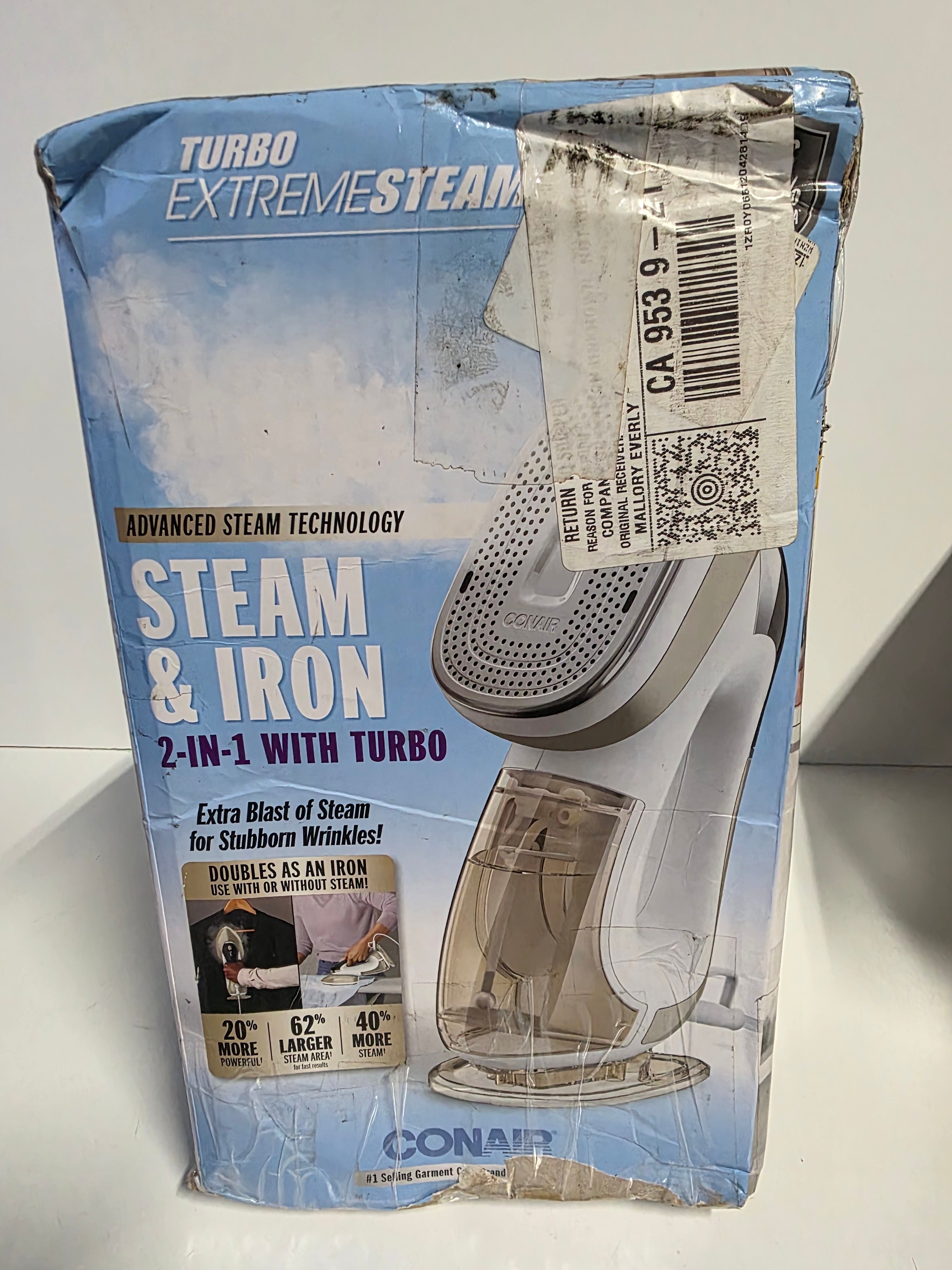 Conair Turbo ExtremeSteam 2 In 1 Steam And Iron Garment Steamer With Turbo Power