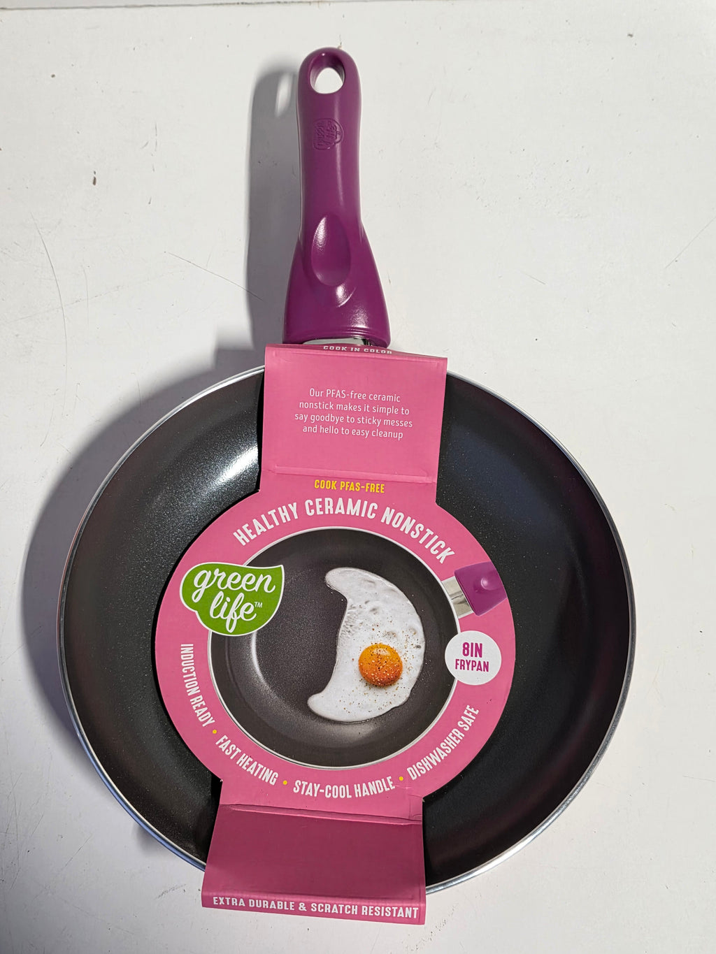 Purple GreenLife Ceramic Nonstick 8 Inch Frypan Purple Stay Cool Handle Induction Ready