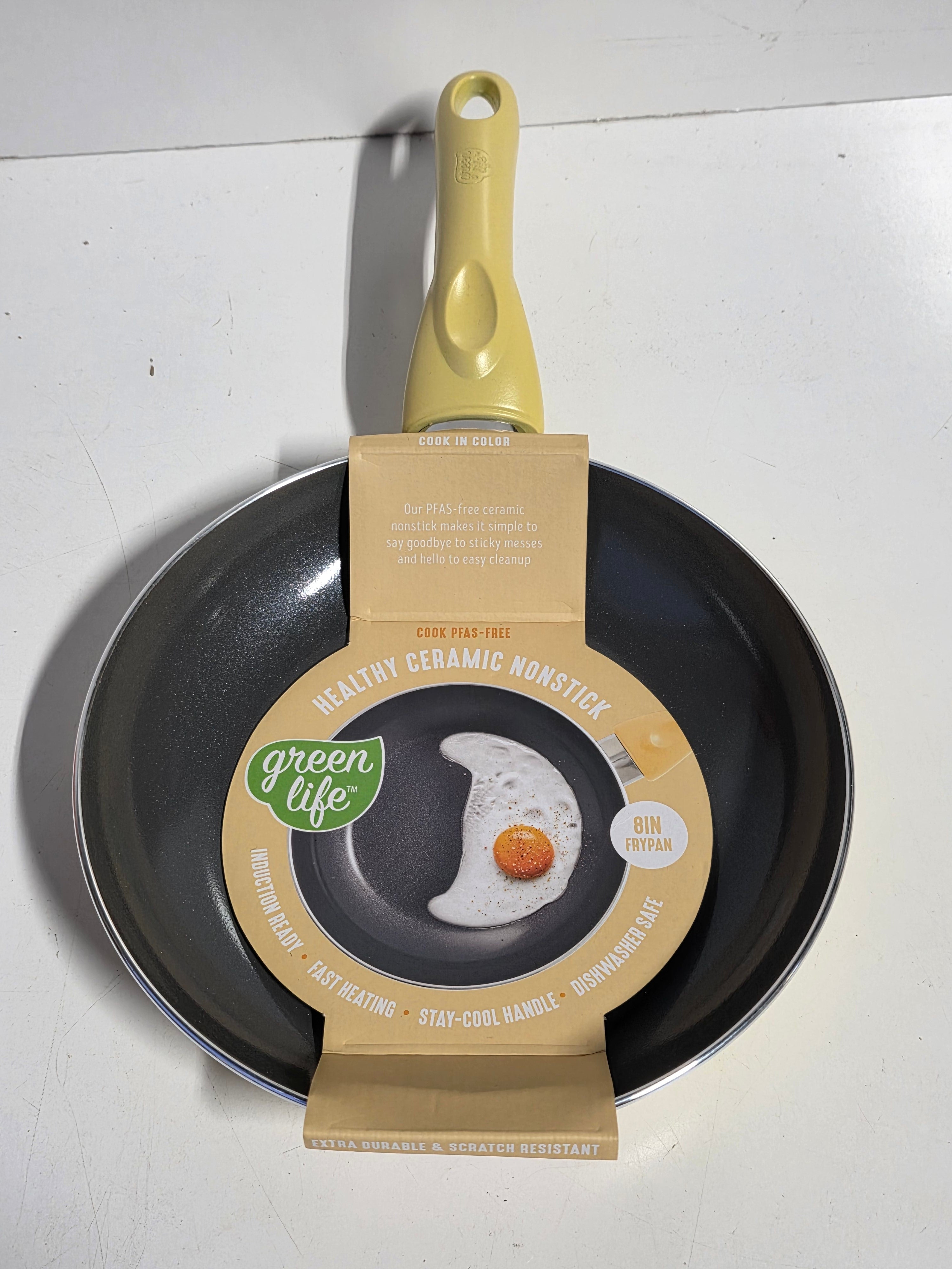 Yellow GreenLife Ceramic Nonstick 8 Inch Frypan Yellow Stay Cool Handle Induction Ready